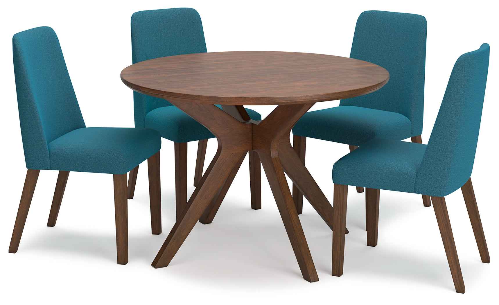 Lyncott Blue & Brown Round Dining Room Set - Image 2