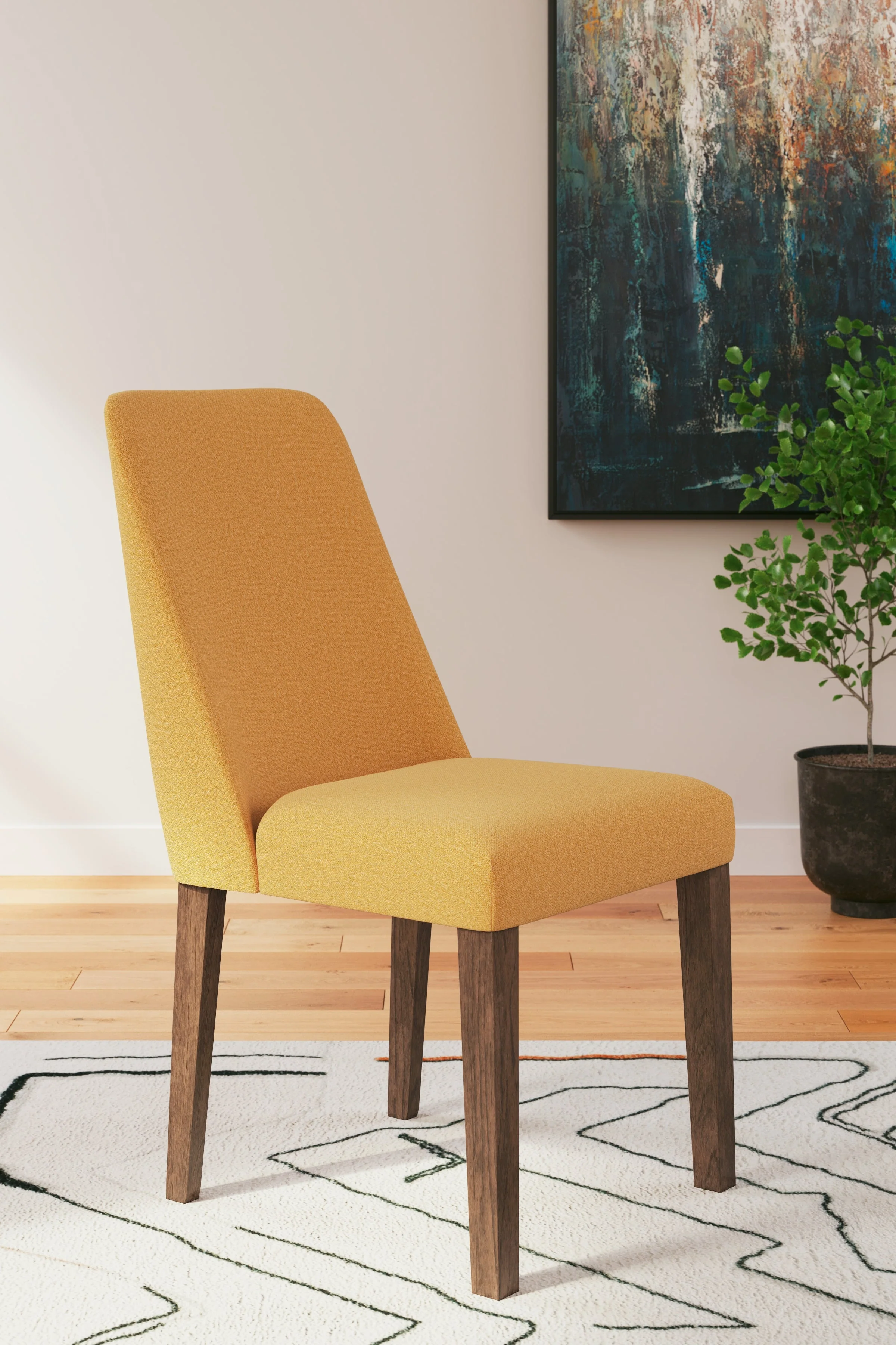 Lyncott Mustard & Brown Round Dining Room Set - Image 8