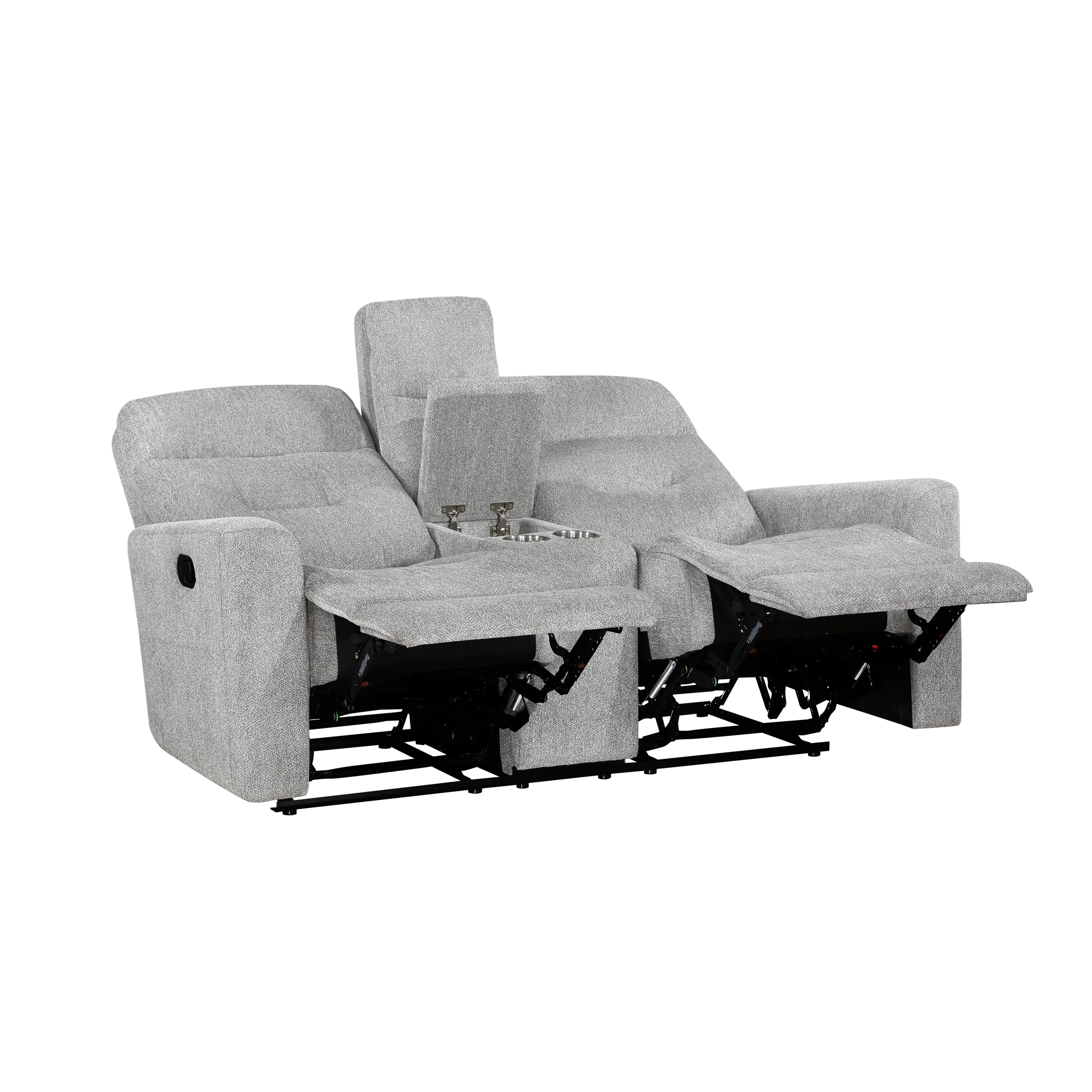 Lyndon Gray Double Reclining Loveseat with Center Console - Image 5