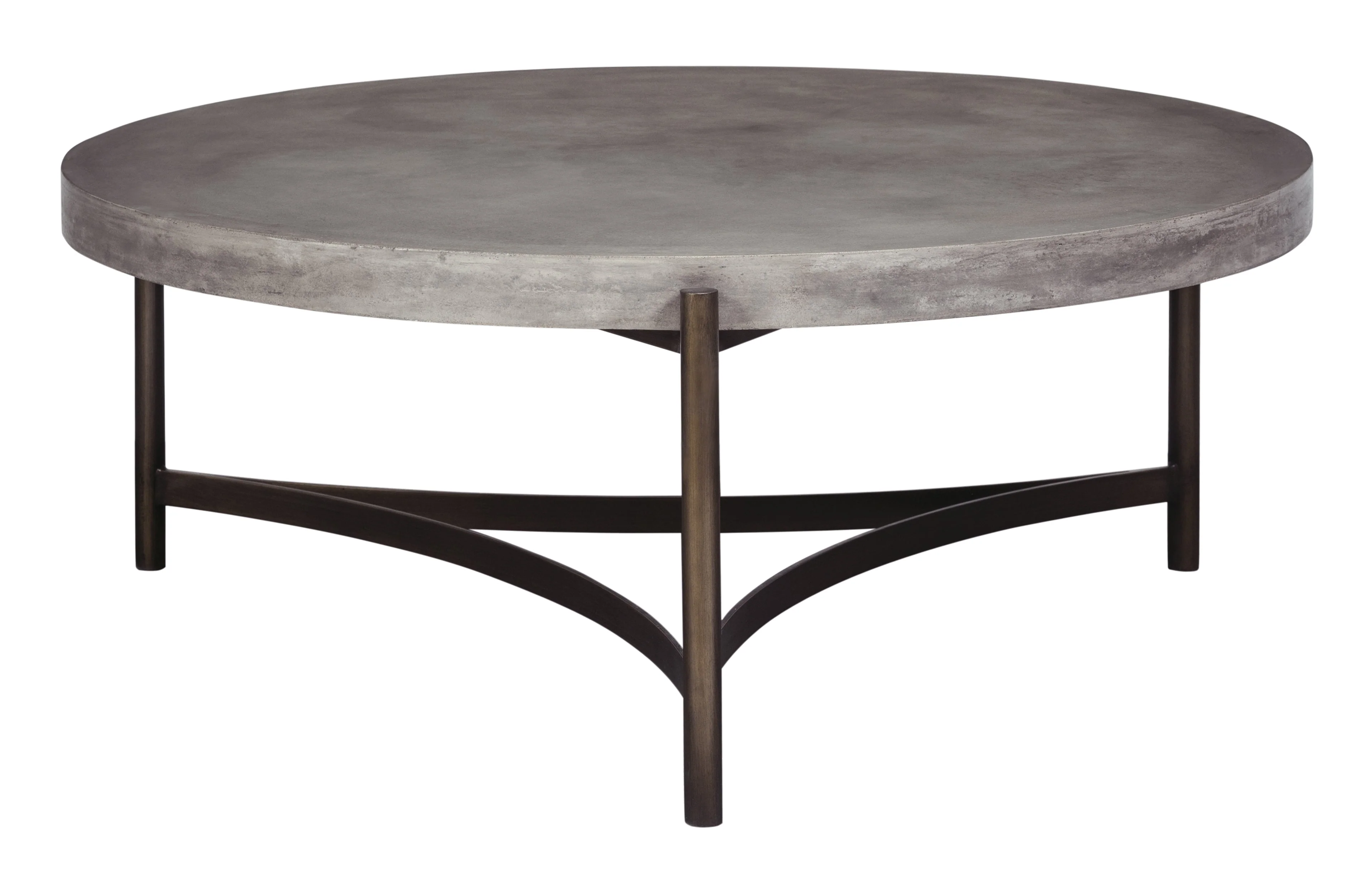 Lyon Round Natural Concrete and Metal Coffee Table - Image 3