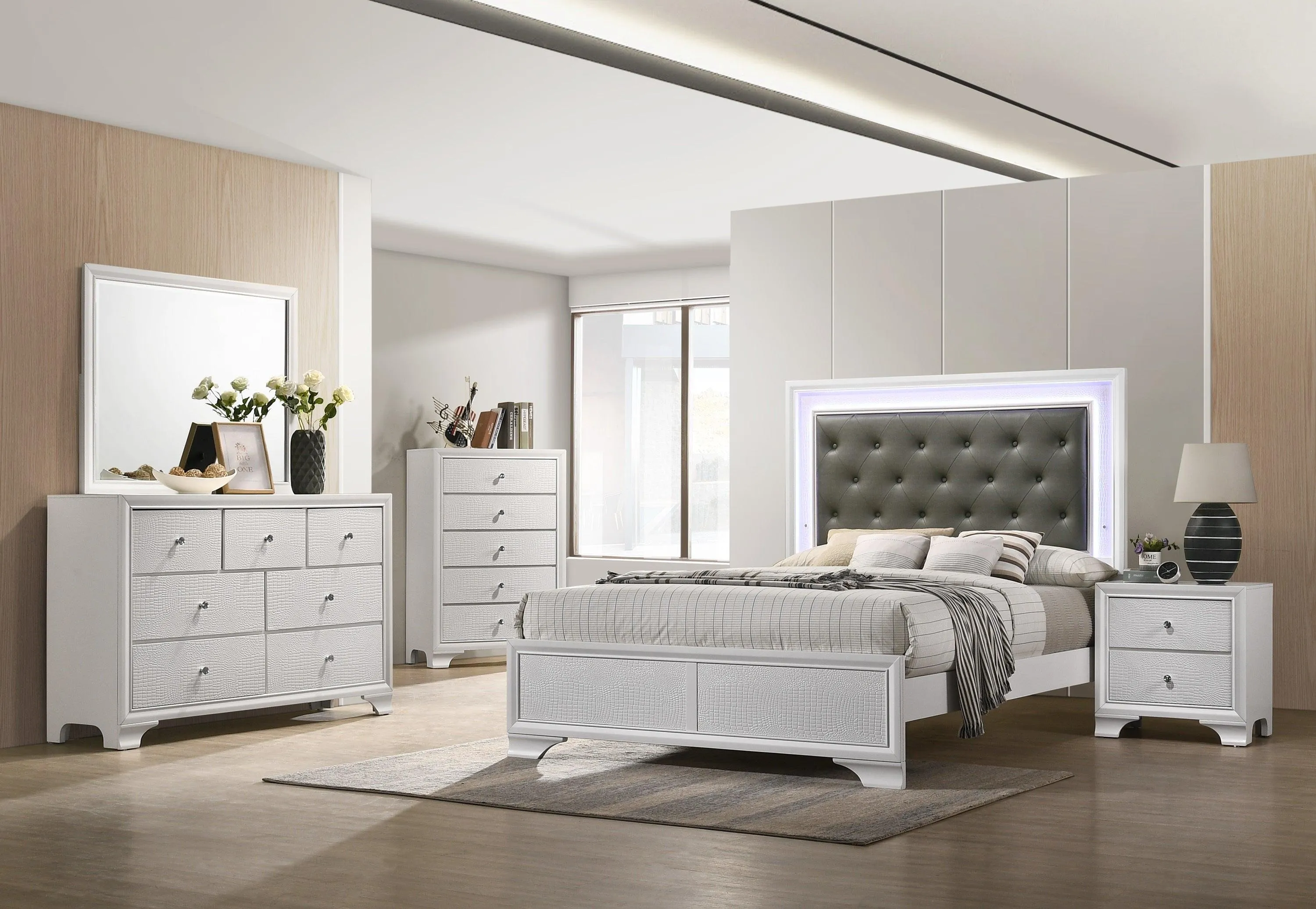 Lyssa Frost Full LED Upholstered Panel Bed - Image 2