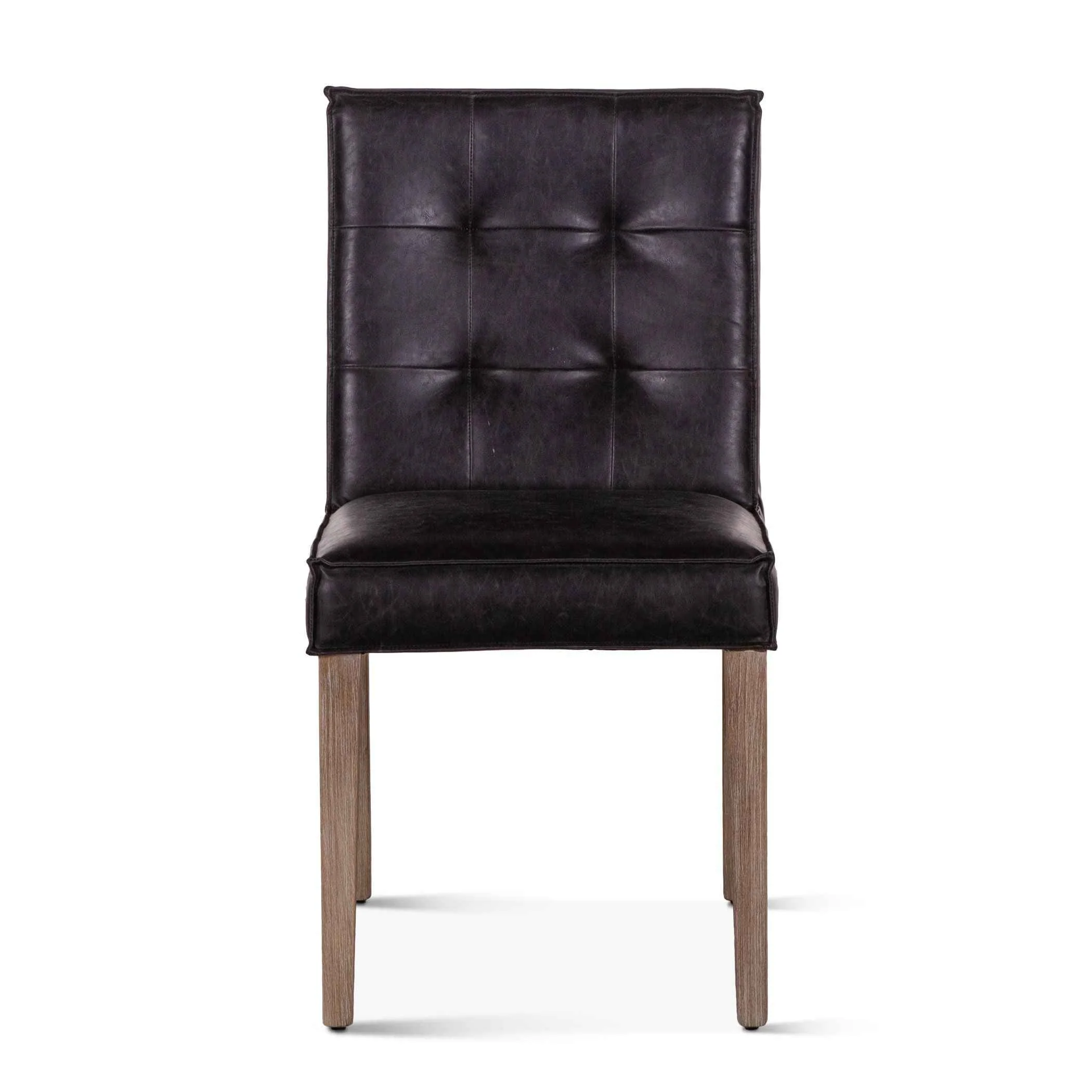Madison 18" Dining Chair in Black Eco Leather with Light Legs, Set of 2 - Image 2