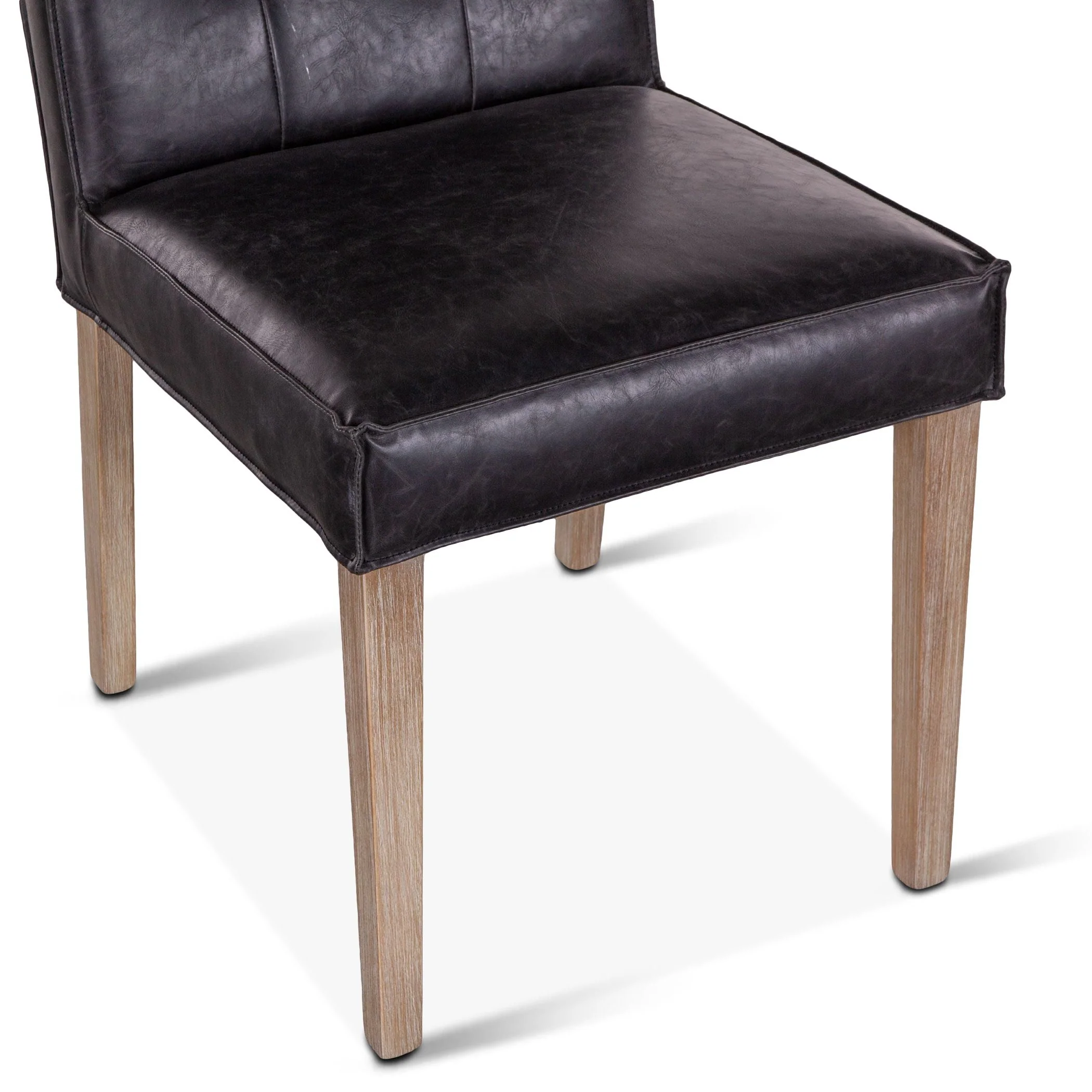 Madison 18" Dining Chair in Black Eco Leather with Light Legs, Set of 2 - Image 4