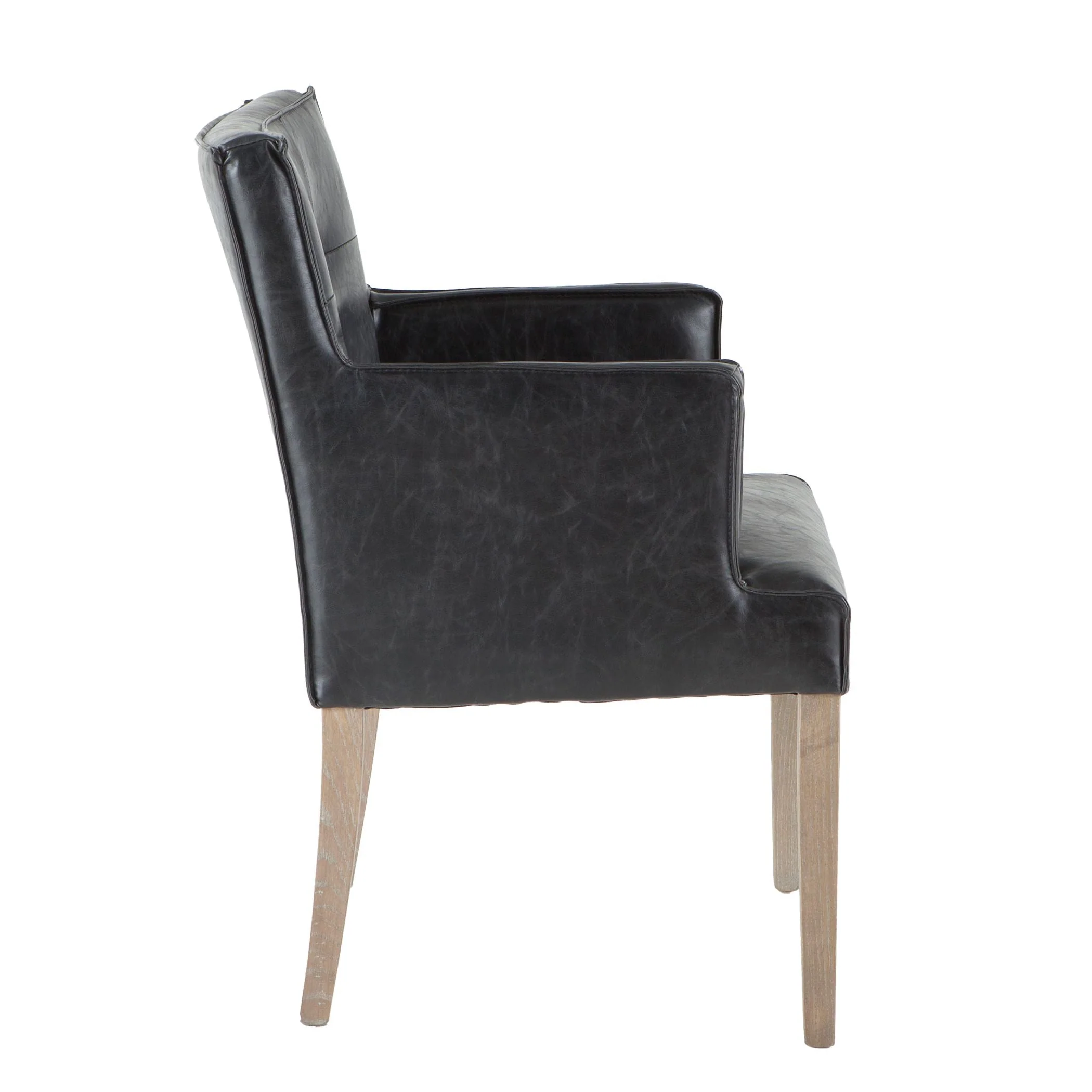 Madison 24" Dining Armchair in Black Eco Leather with Light Legs - Image 3