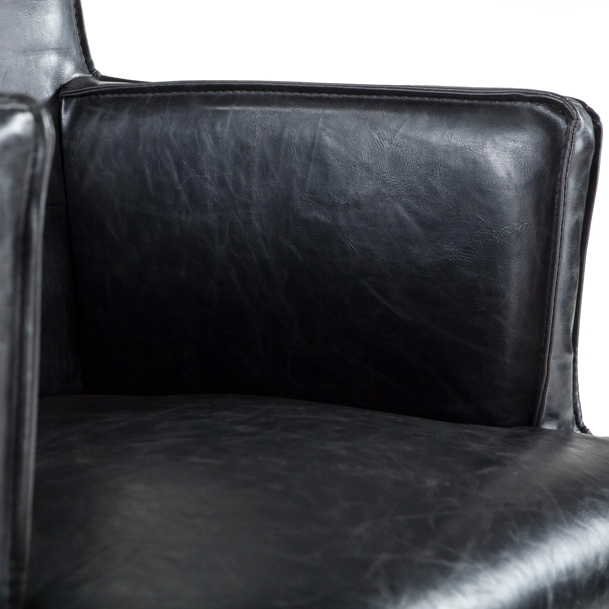 Madison 24" Dining Armchair in Black Eco Leather with Light Legs - Image 6