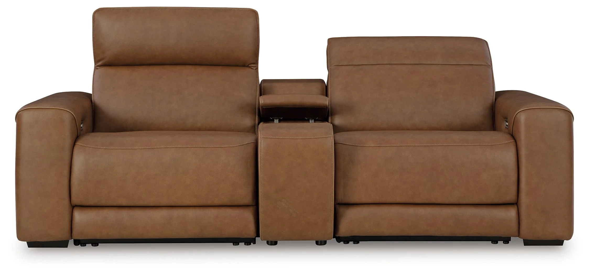 Magic Man Caramel 2-Piece Power Reclining Loveseat with Console - Image 2