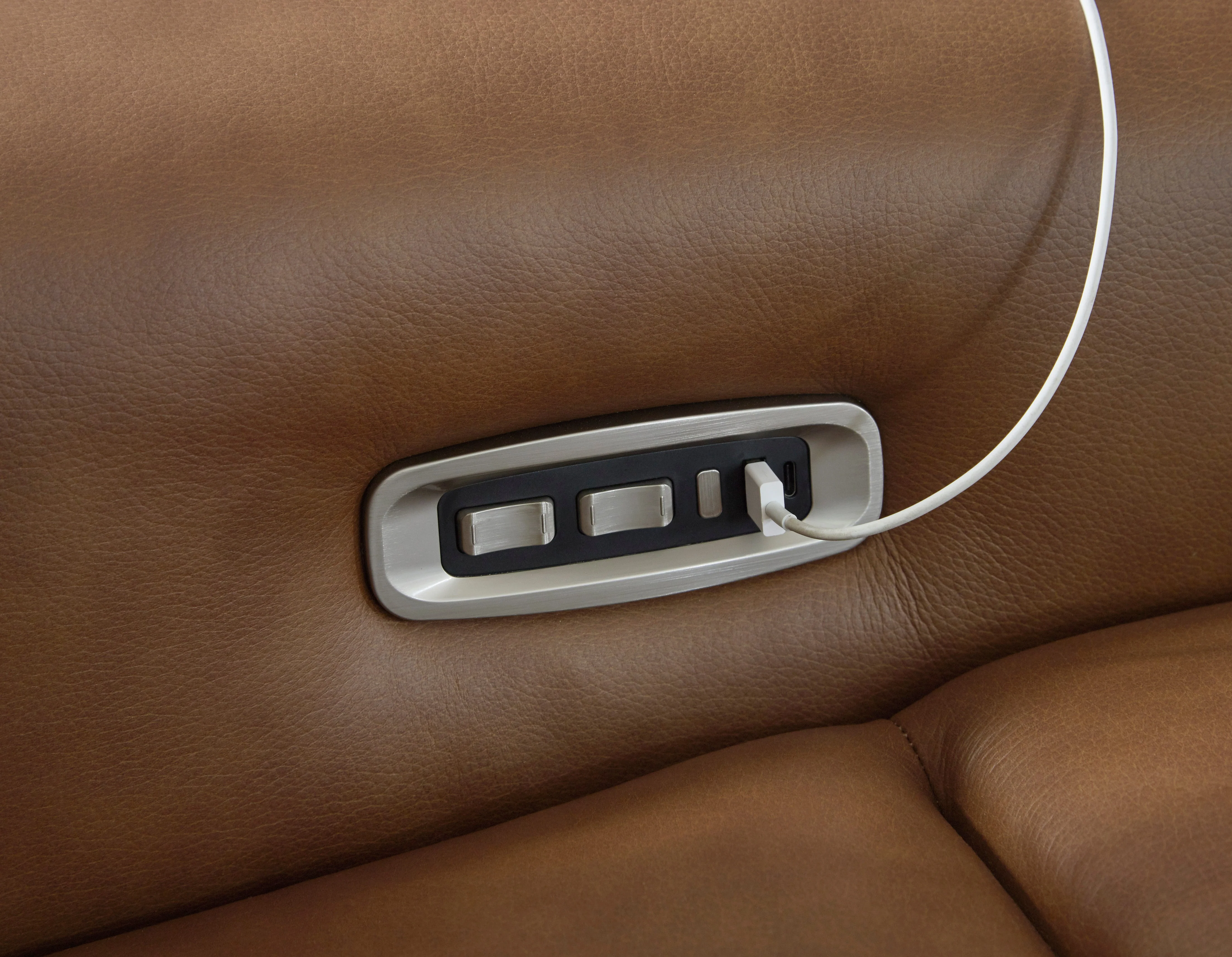 Magic Man Caramel 2-Piece Power Reclining Loveseat with Console - Image 5