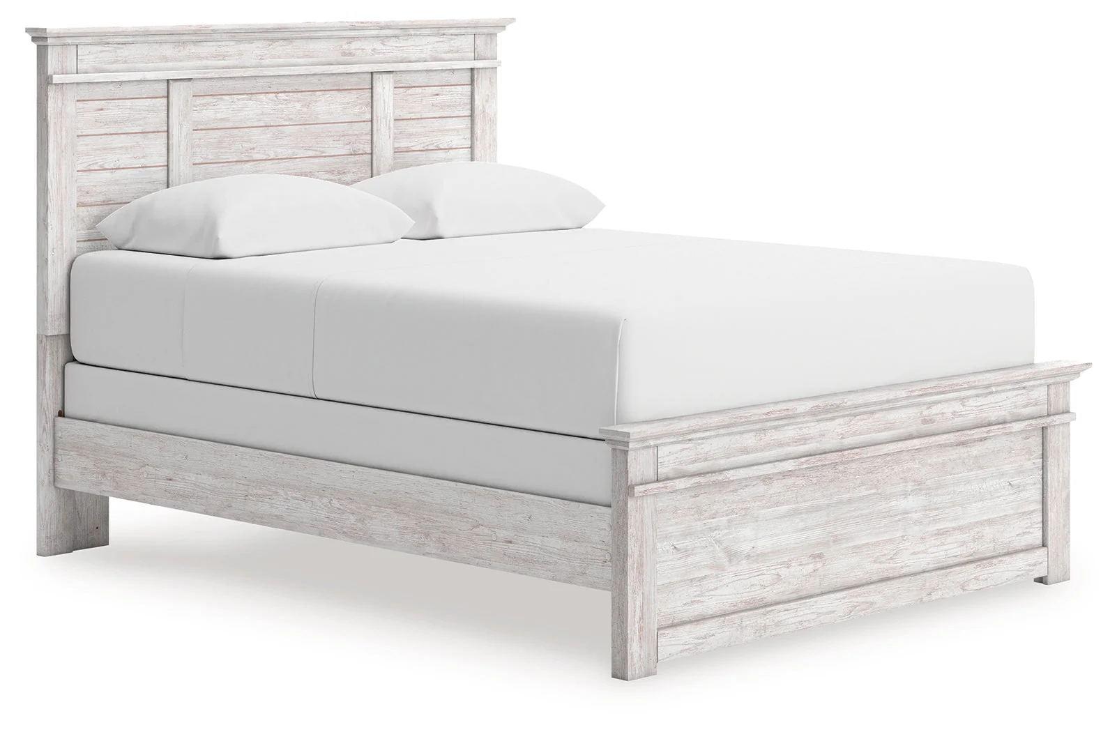 Makidern Whitewash Queen Panel Bed