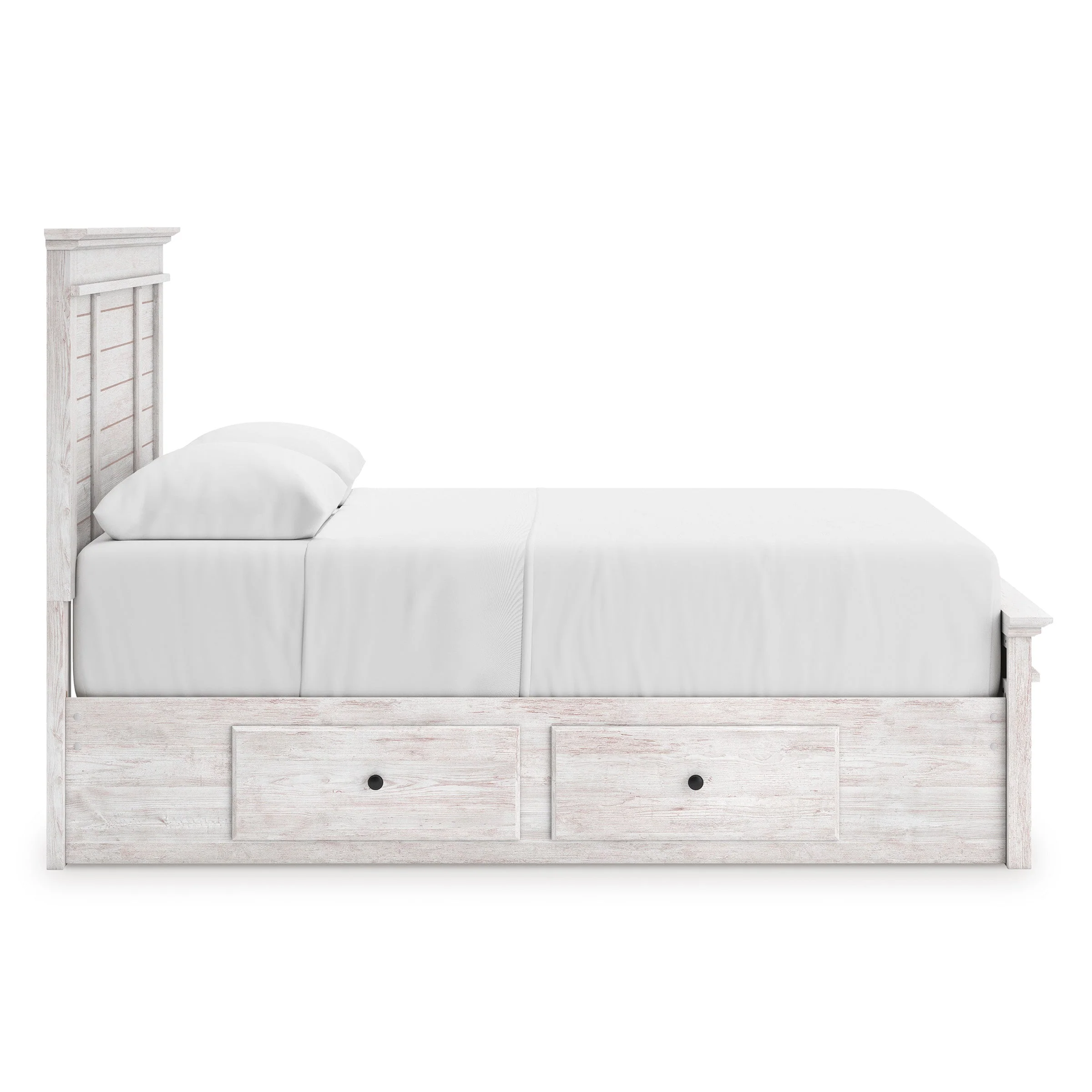 Makidern Whitewash Storage Panel Bedroom Set with 4 Side Drawers - Image 4