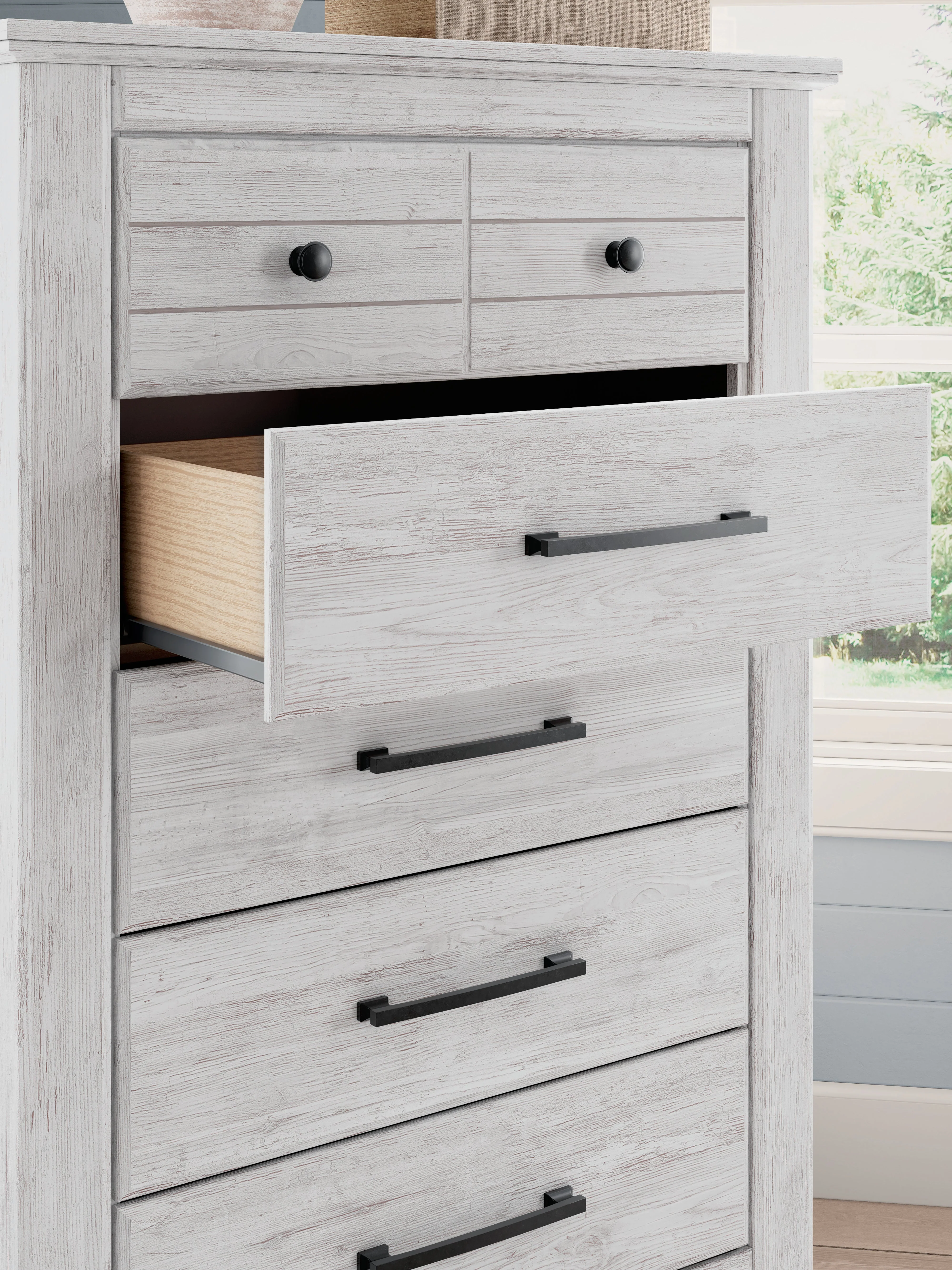 Makidern Whitewash Storage Panel Bedroom Set with 6 Drawers - Image 16