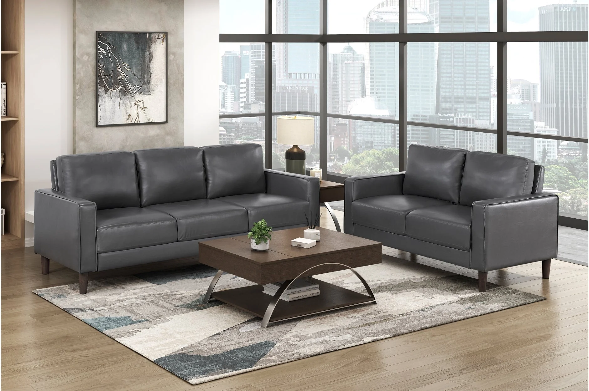 Malcolm Dark Gray Living Room Set - Image 2