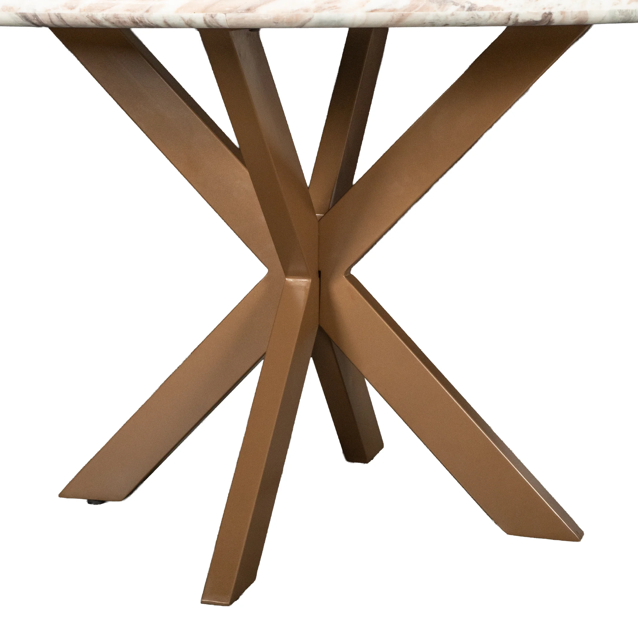 Malibu 48" Round Table in Sawar Marble with Antique Gold Base - Image 4