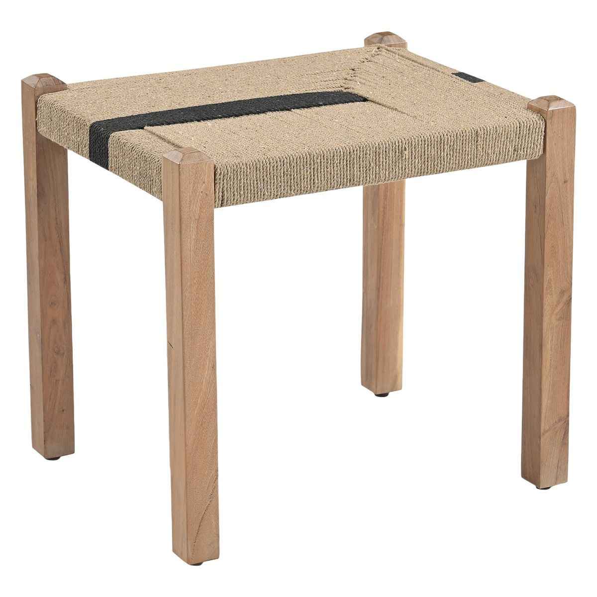 Manila 20" Ottoman Stool in Woven Natural and Black Rope