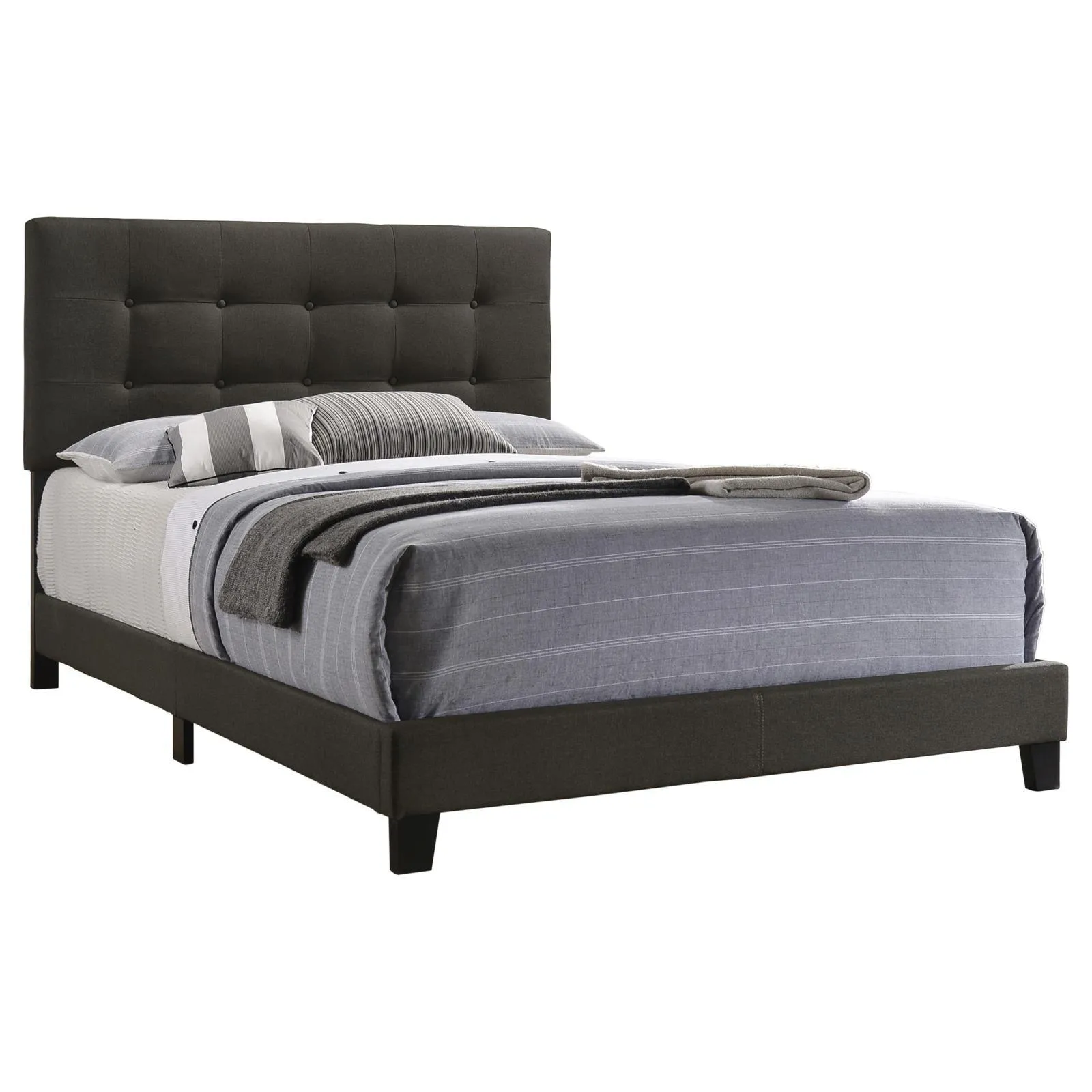 Mapes Charcoal Tufted Upholstered Queen Bed - Image 2