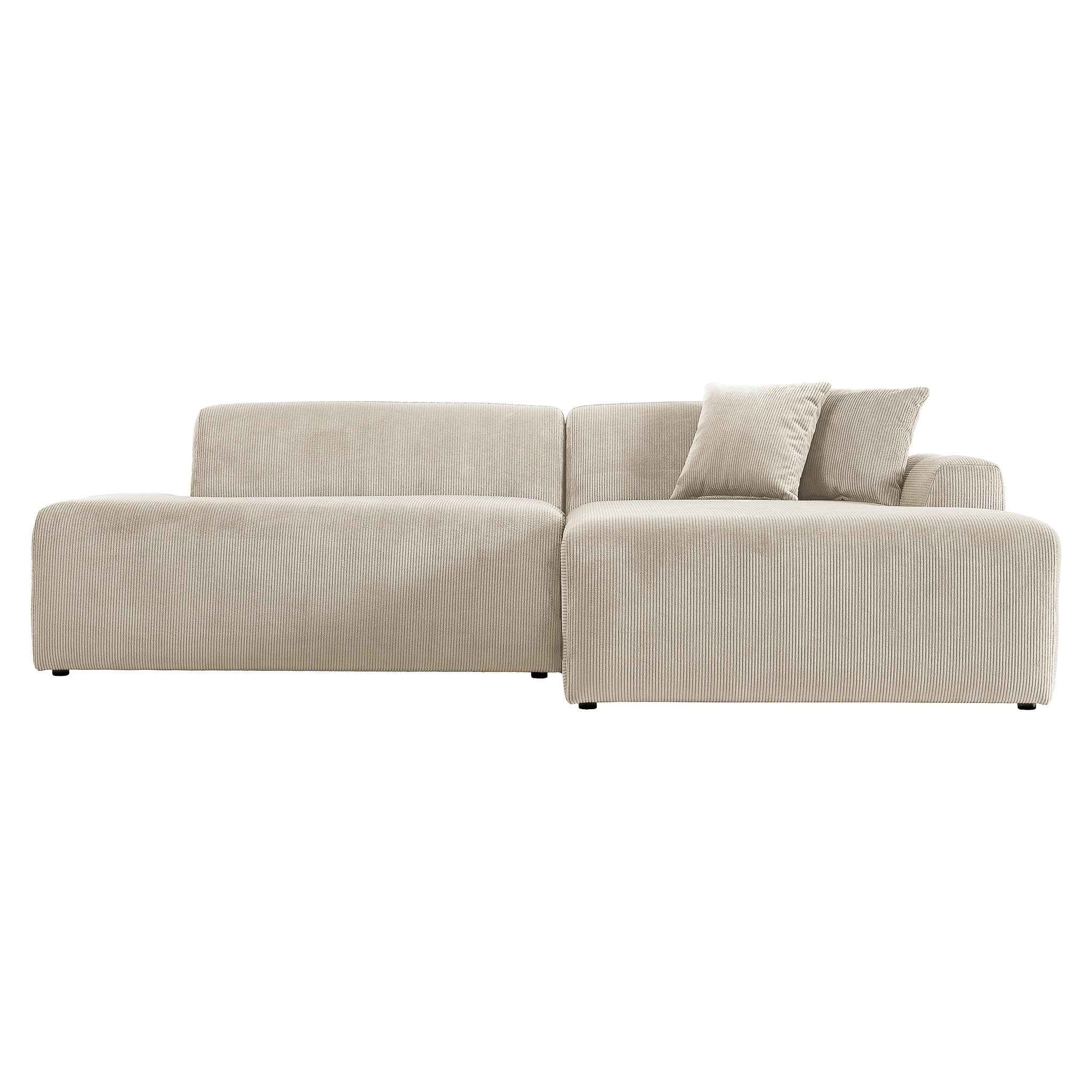 Mar Sectional Cream Corduroy Sofa (Right Facing)