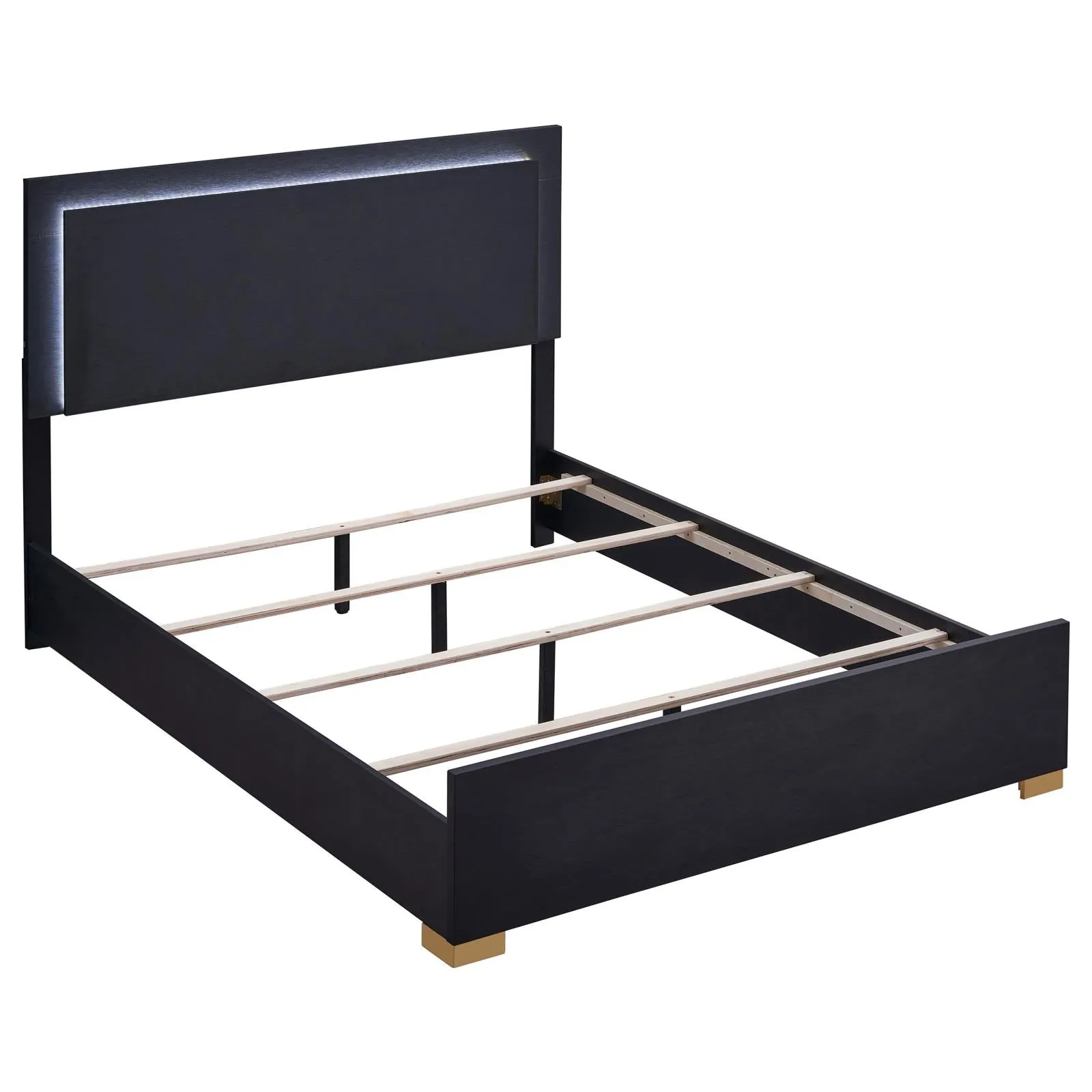 Marceline Black 5-Piece Queen Bedroom Set with LED Headboard - Image 2