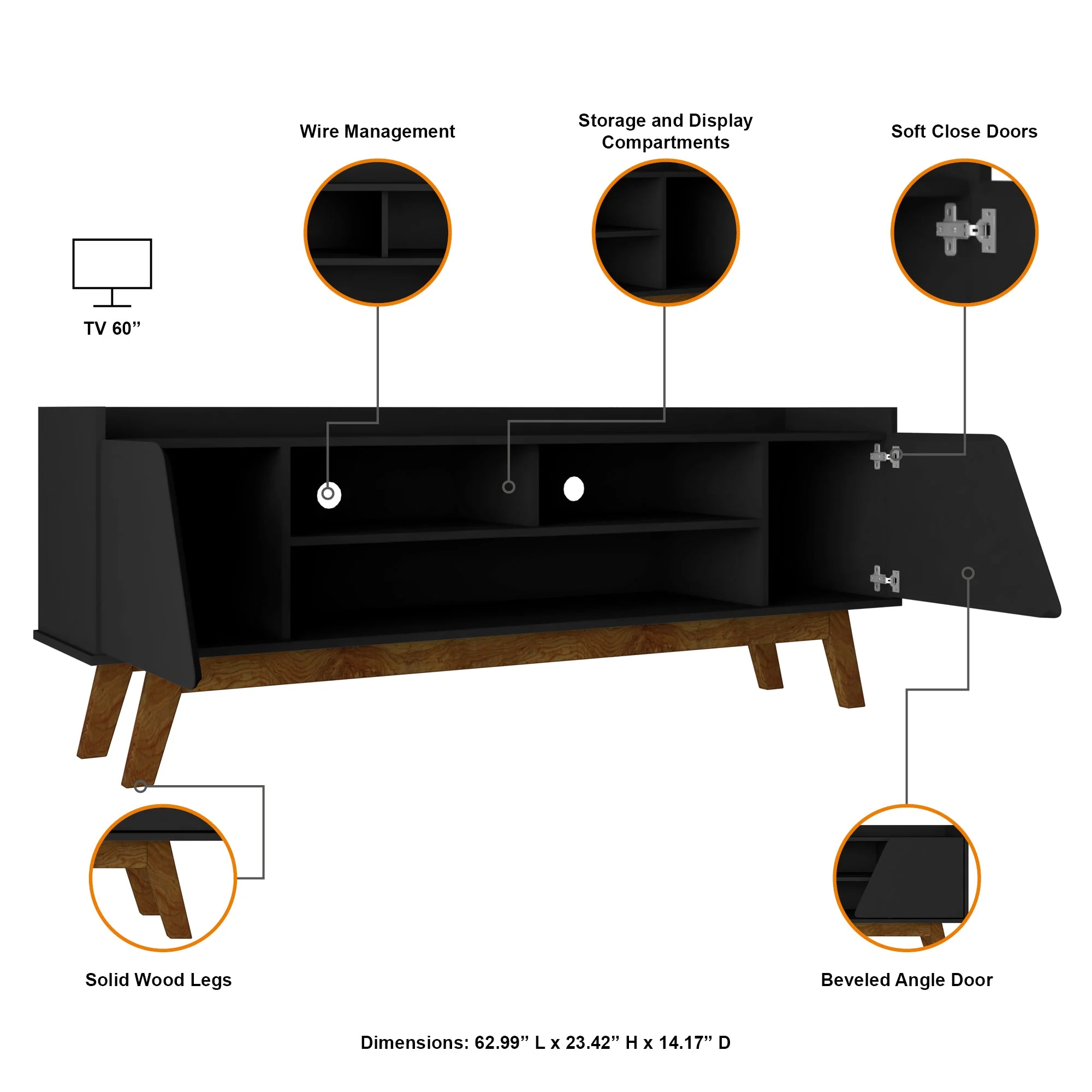 Marcus 62.99 TV Stand in Matte Black - Image 4