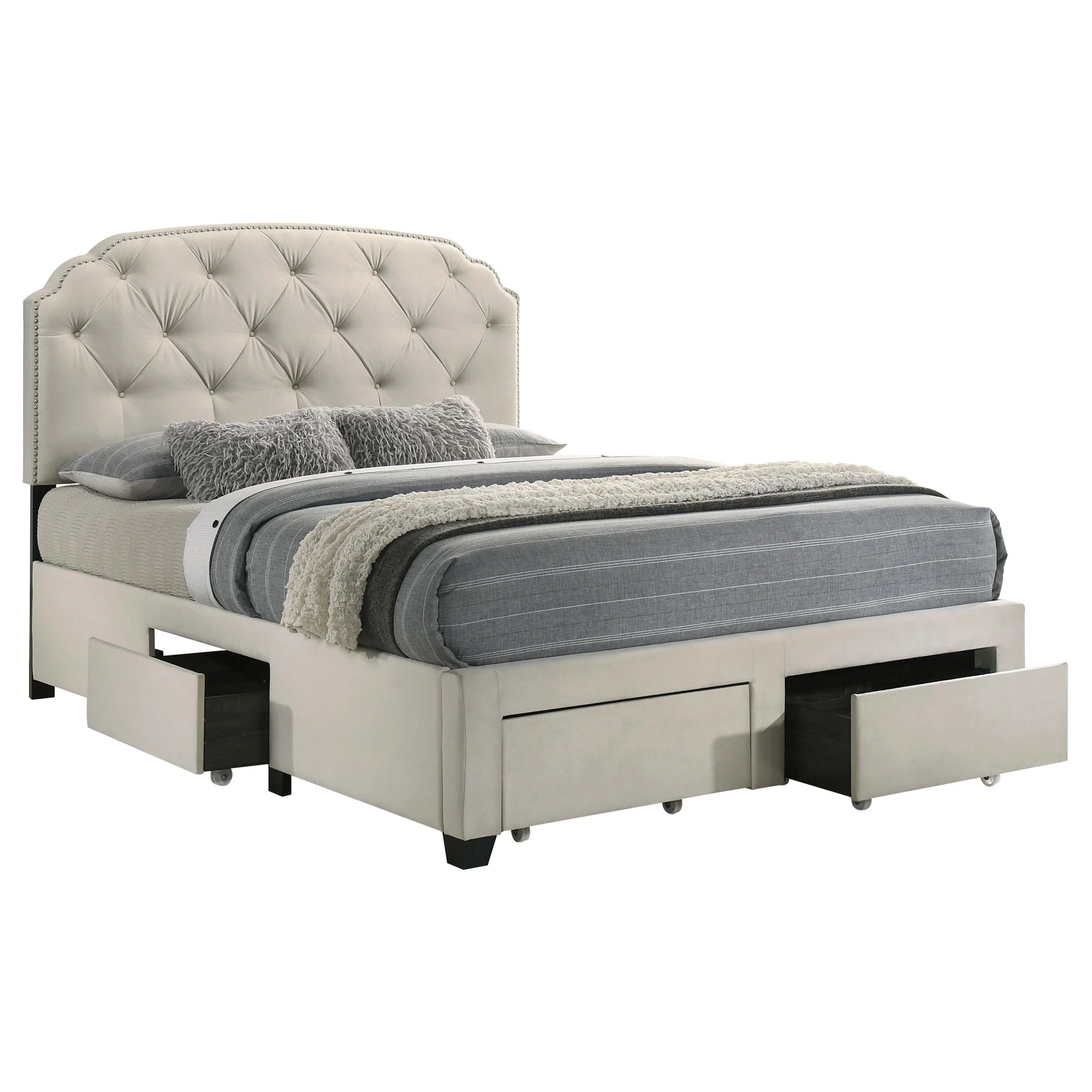 Marianna Cream 4-Drawer Upholstered Full Storage Bed - Image 3