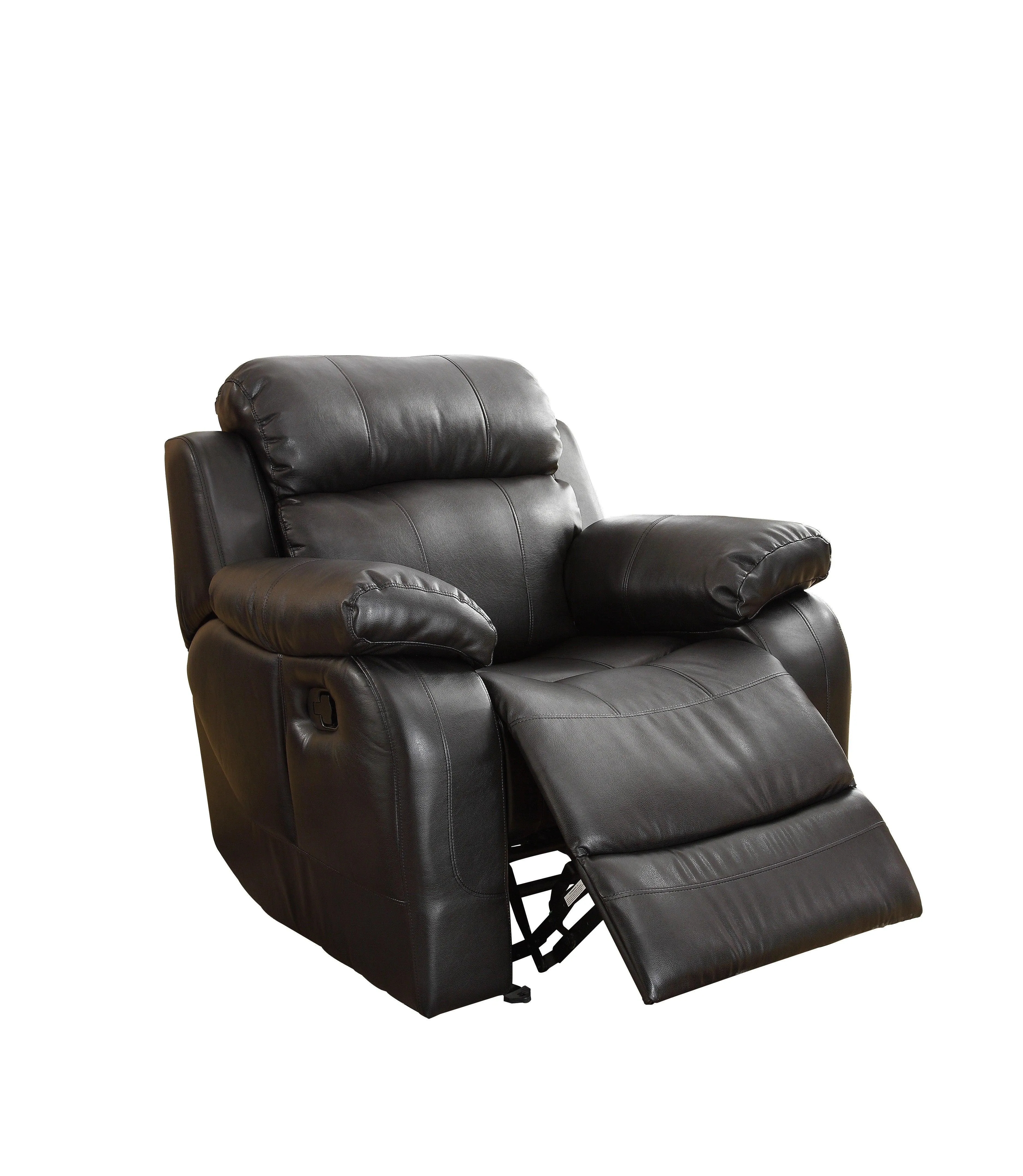 Marille Black Bonded Leather Reclining Chair - Image 2