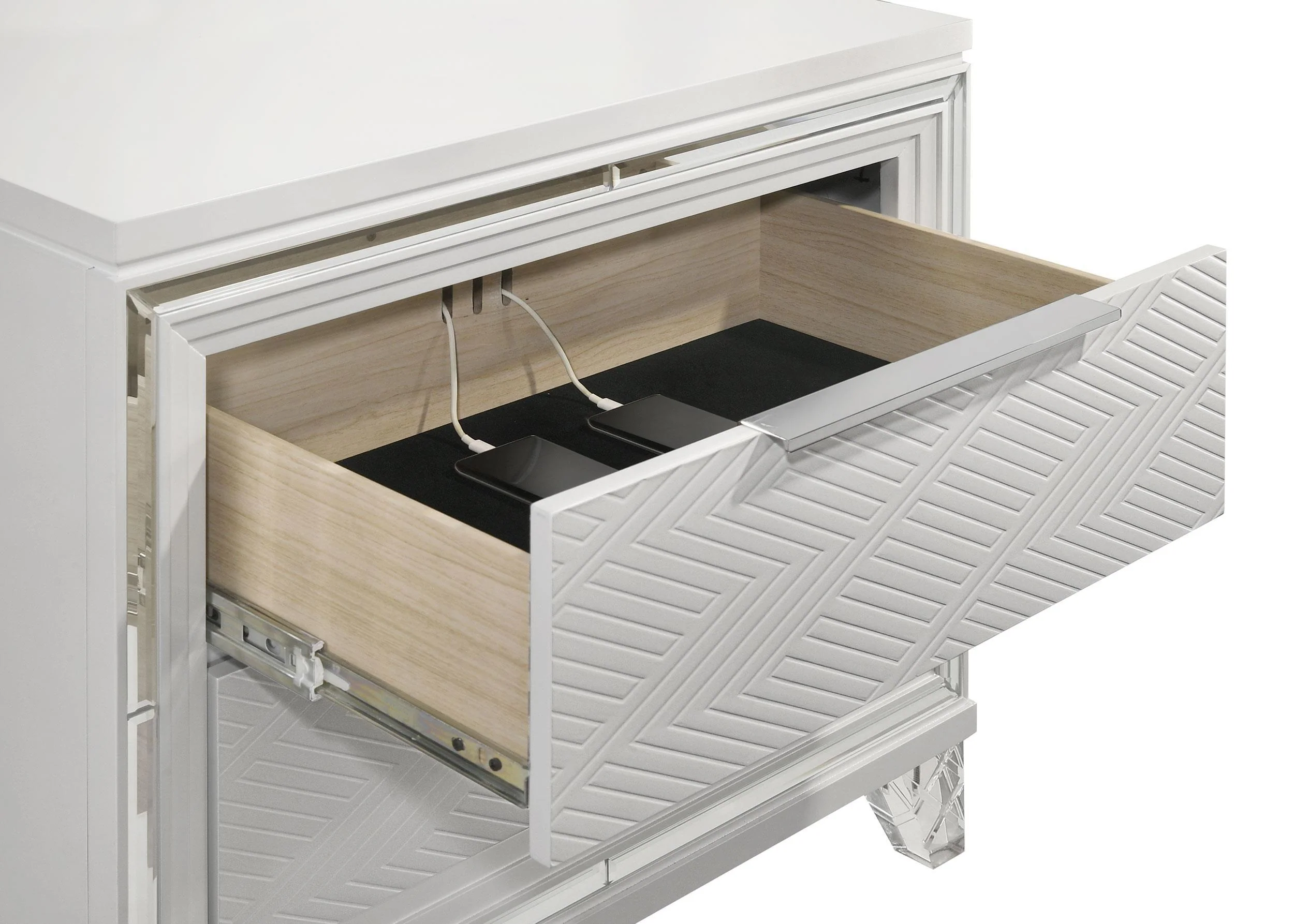 Marmore White 2-drawer Nightstand Bedside Table - Image 10