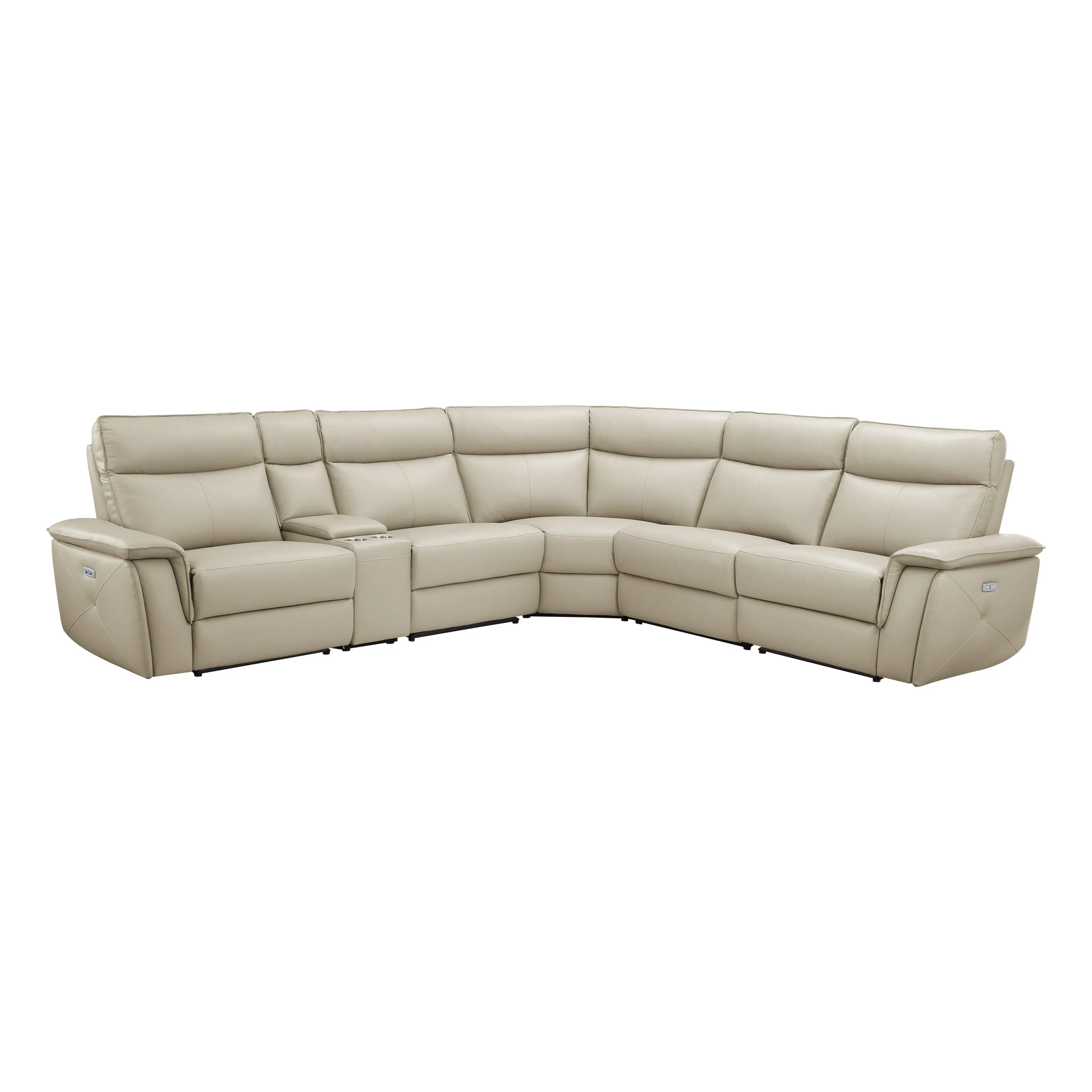Maroni Taupe Leather 6-Piece Modular Power Reclining Sectional - Image 2