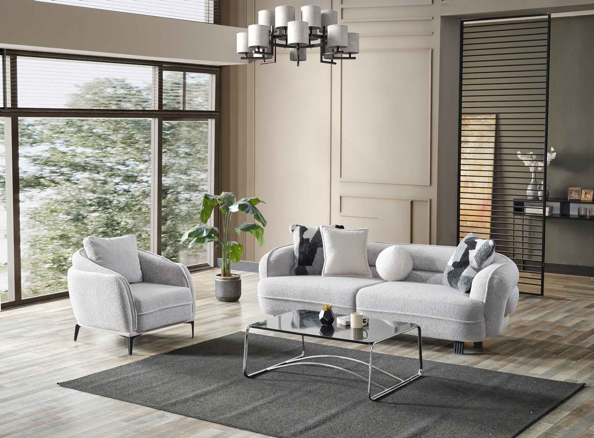 Marsilya Gray 4-Piece Living Room Set (2 Sofa & 2 Chair) - Image 2