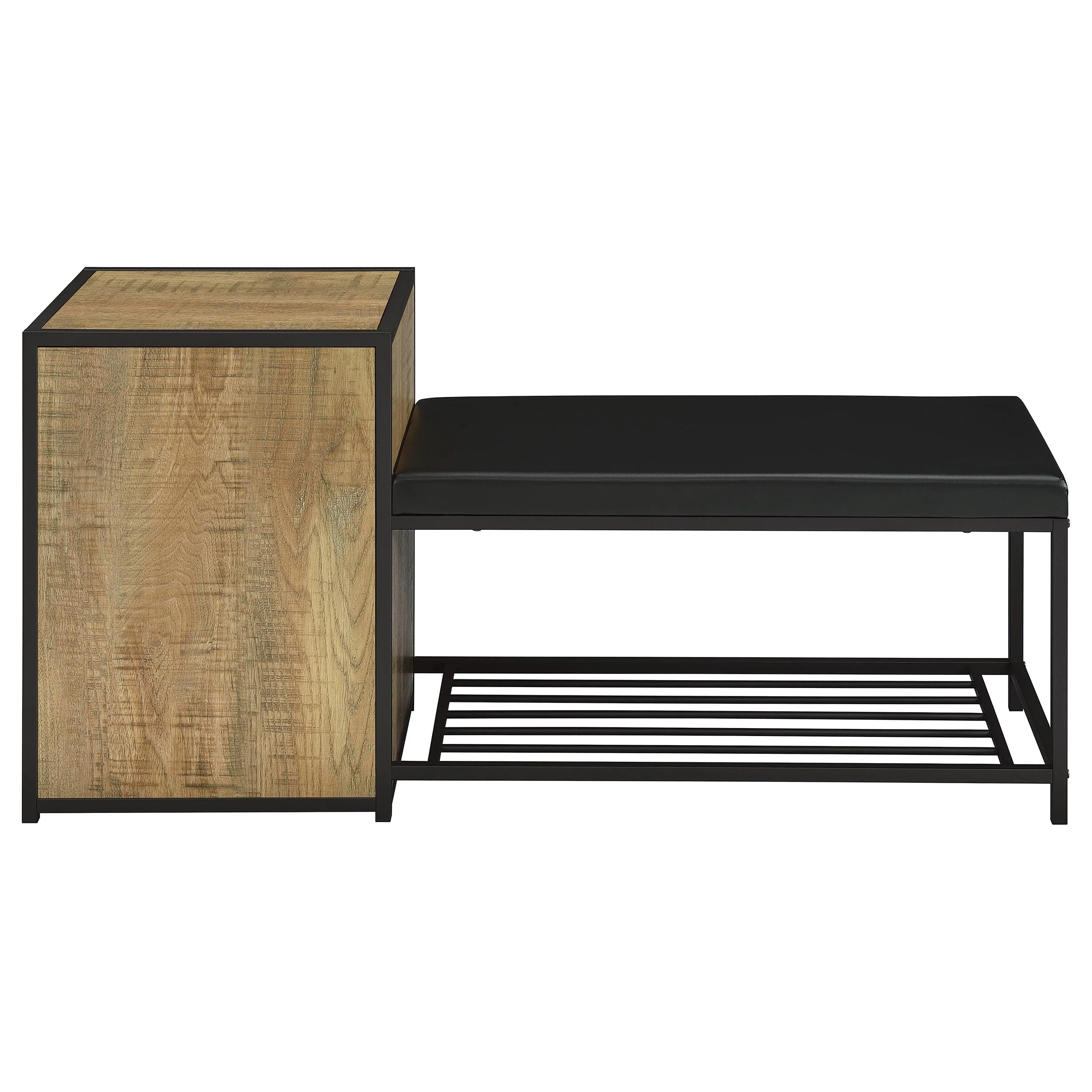 Martino Mango and Black Shoe Storage Entryway Bench with Cabinet - Image 6