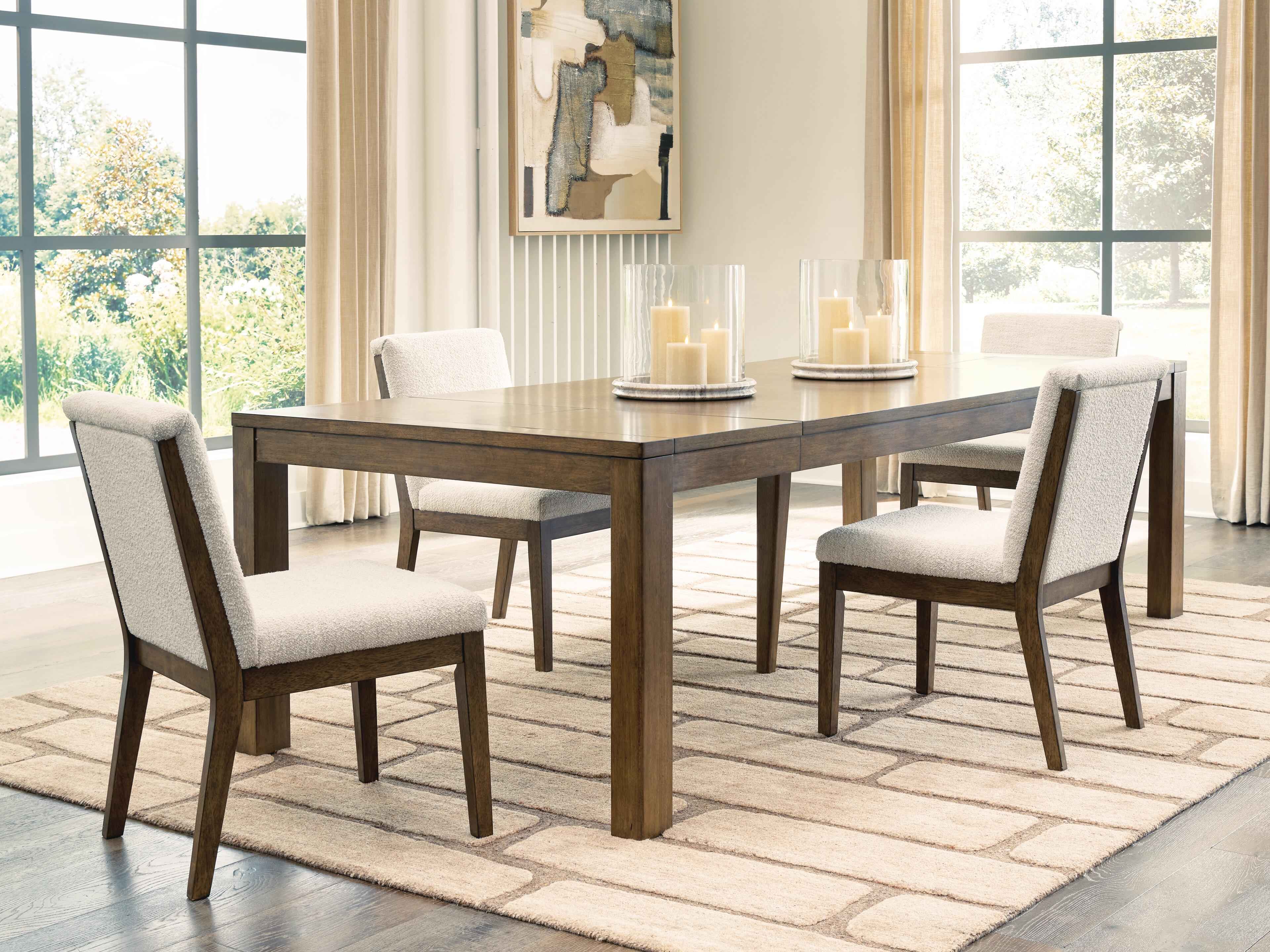 Marxmore Beige/Brown Extension Dining Table and 4 Chairs