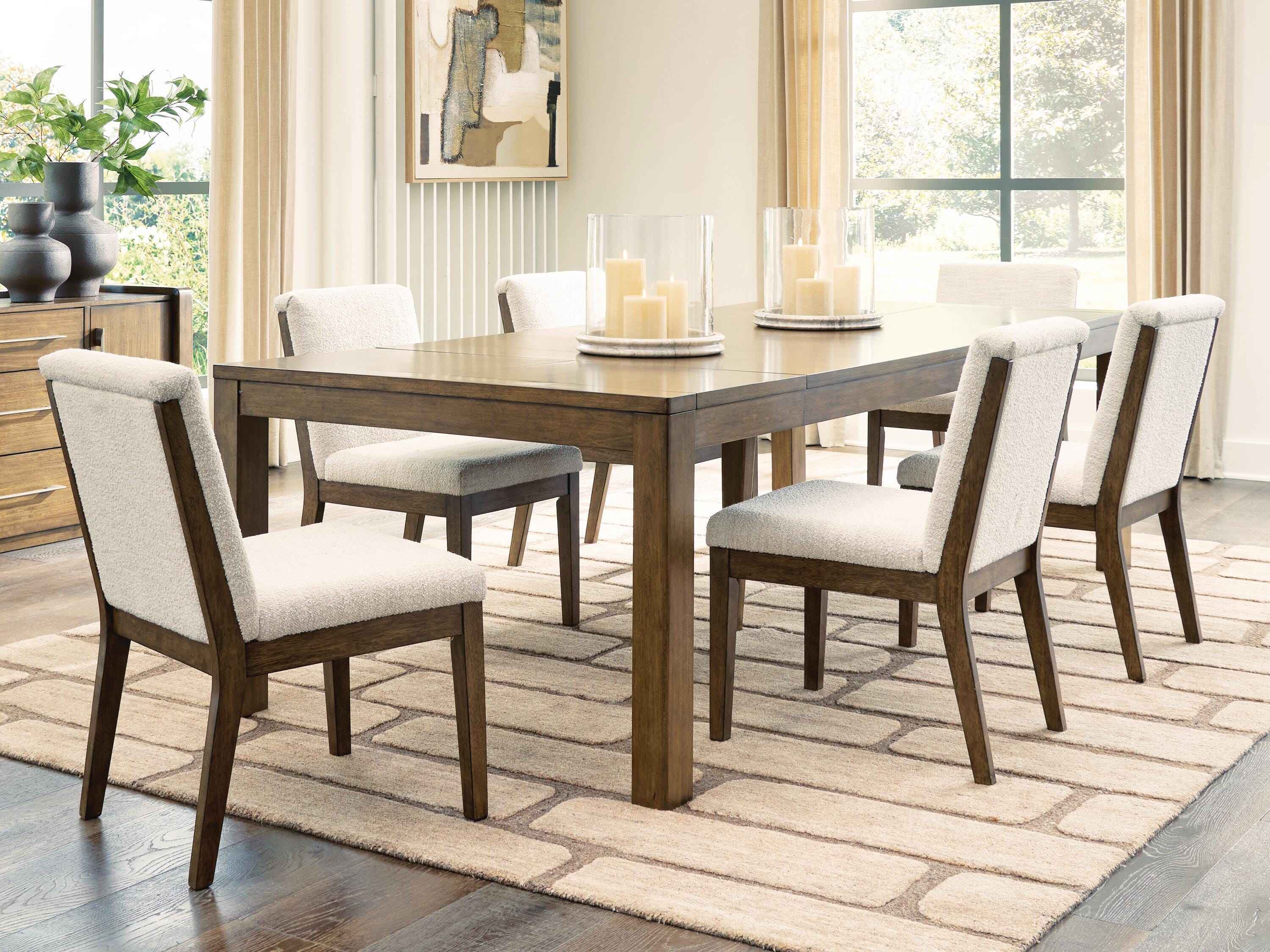 Marxmore Beige/Brown Extension Dining Table and 6 Chairs