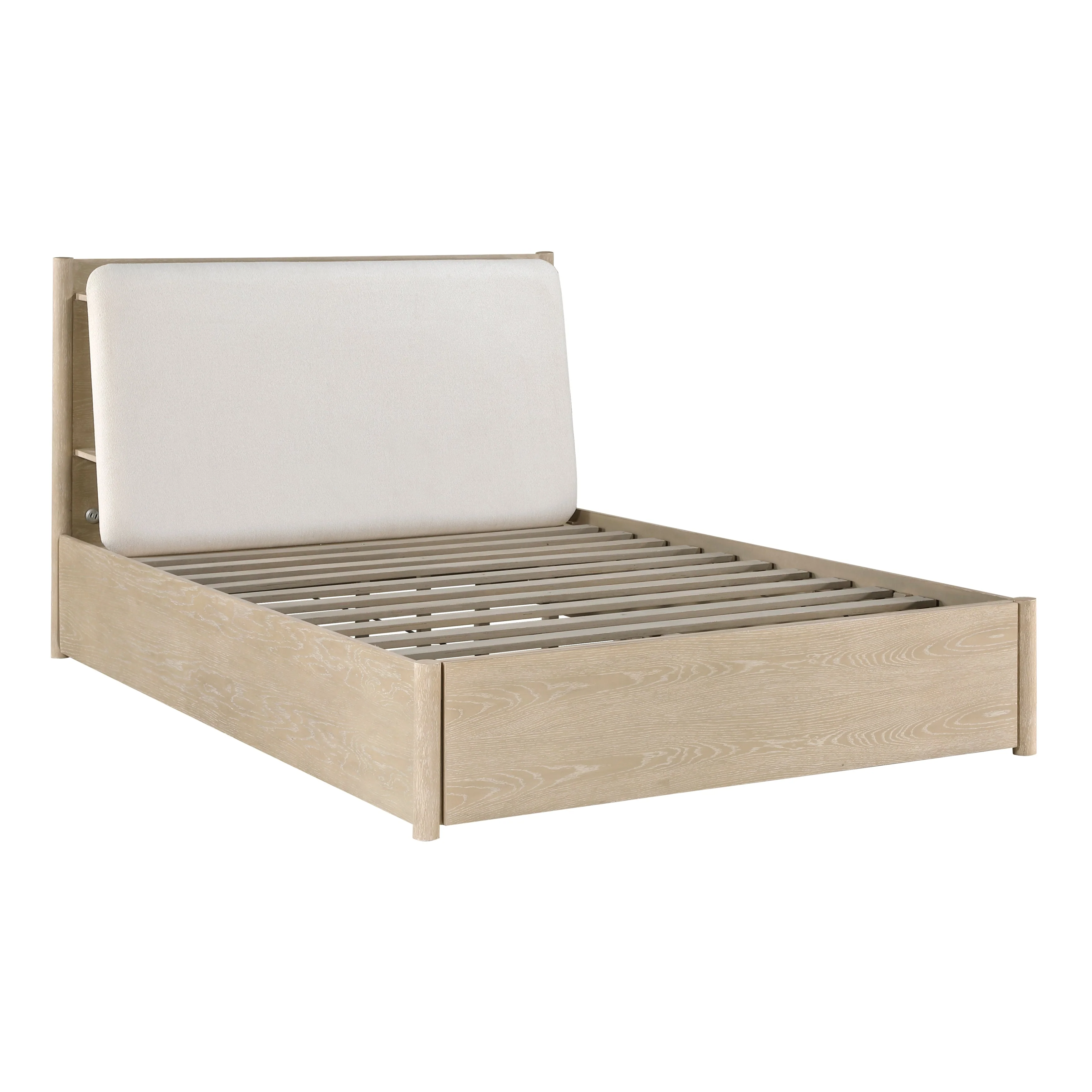 Matteo Light Oak Queen Platform Bed with Footboard Storage - Image 4