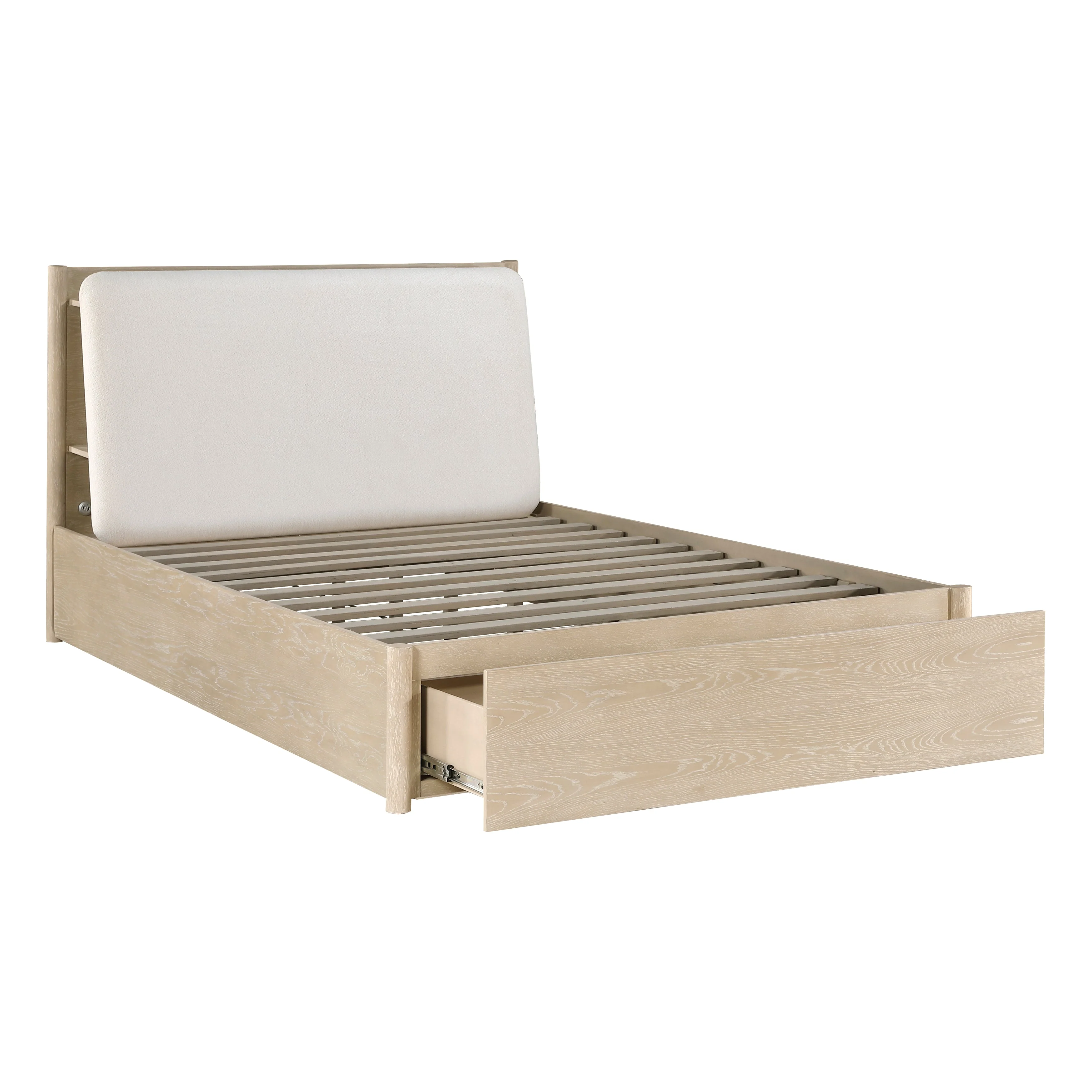 Matteo Light Oak Queen Platform Bed with Footboard Storage - Image 7