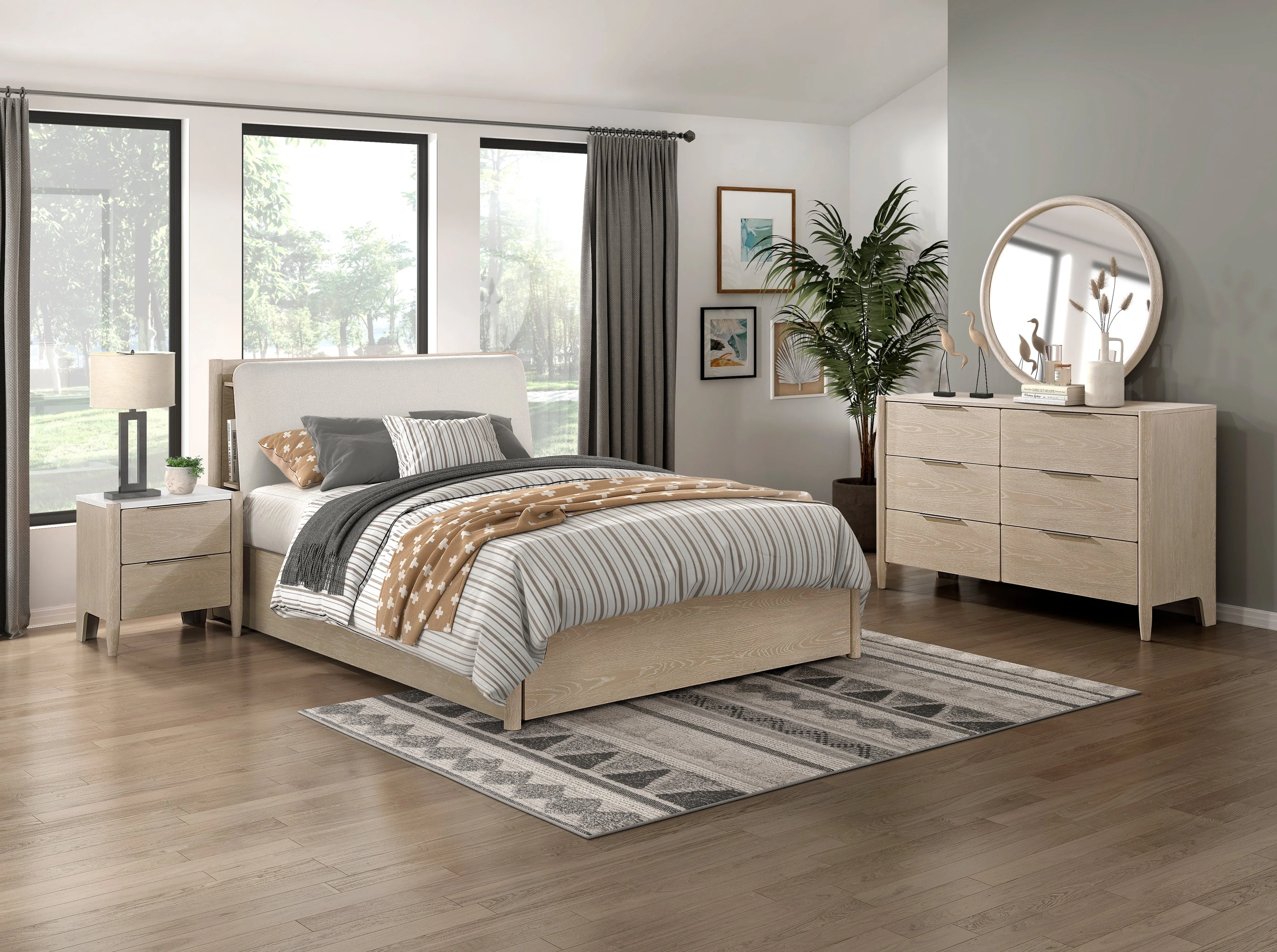 Matteo Light Oak Storage Platform Bedroom Set - Image 2