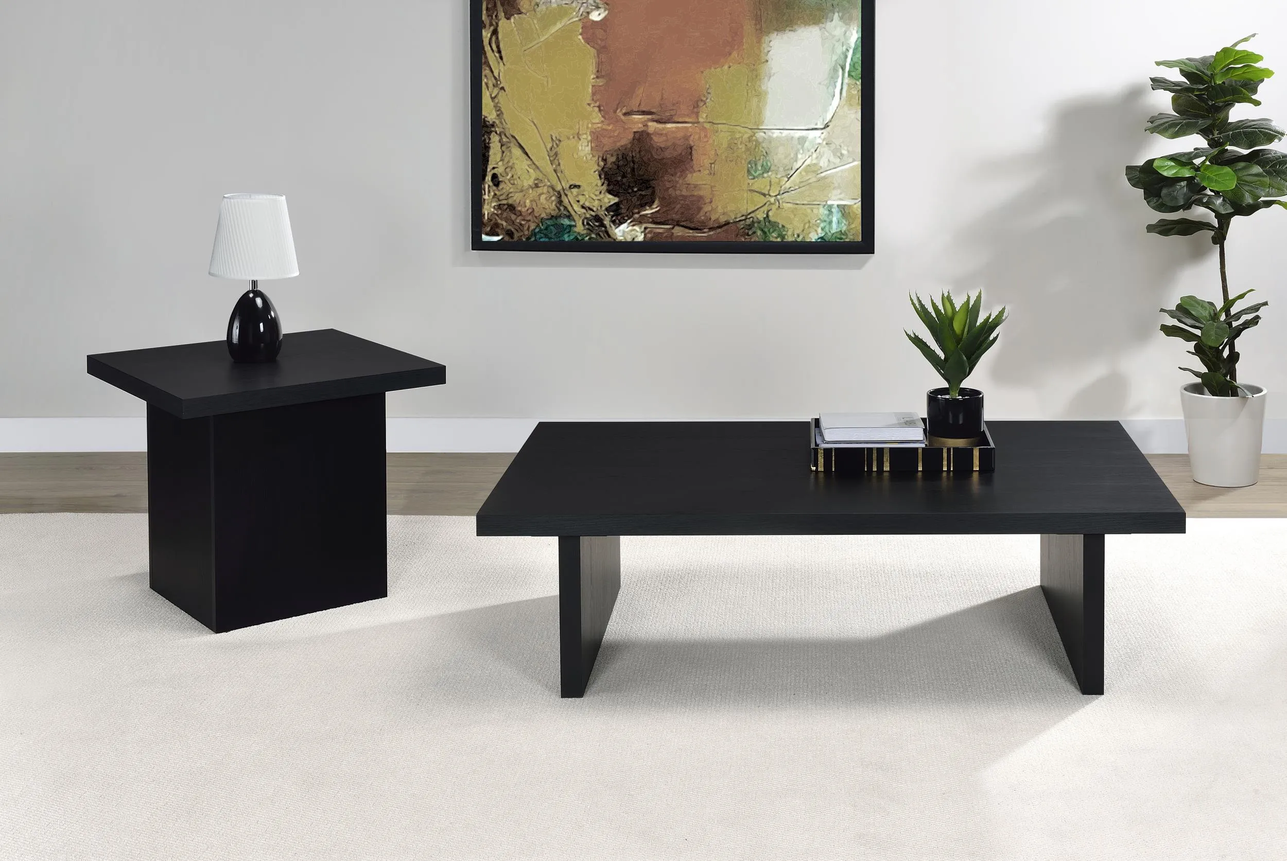 Max Black 2-Piece Rectangular Coffee and End Table Set