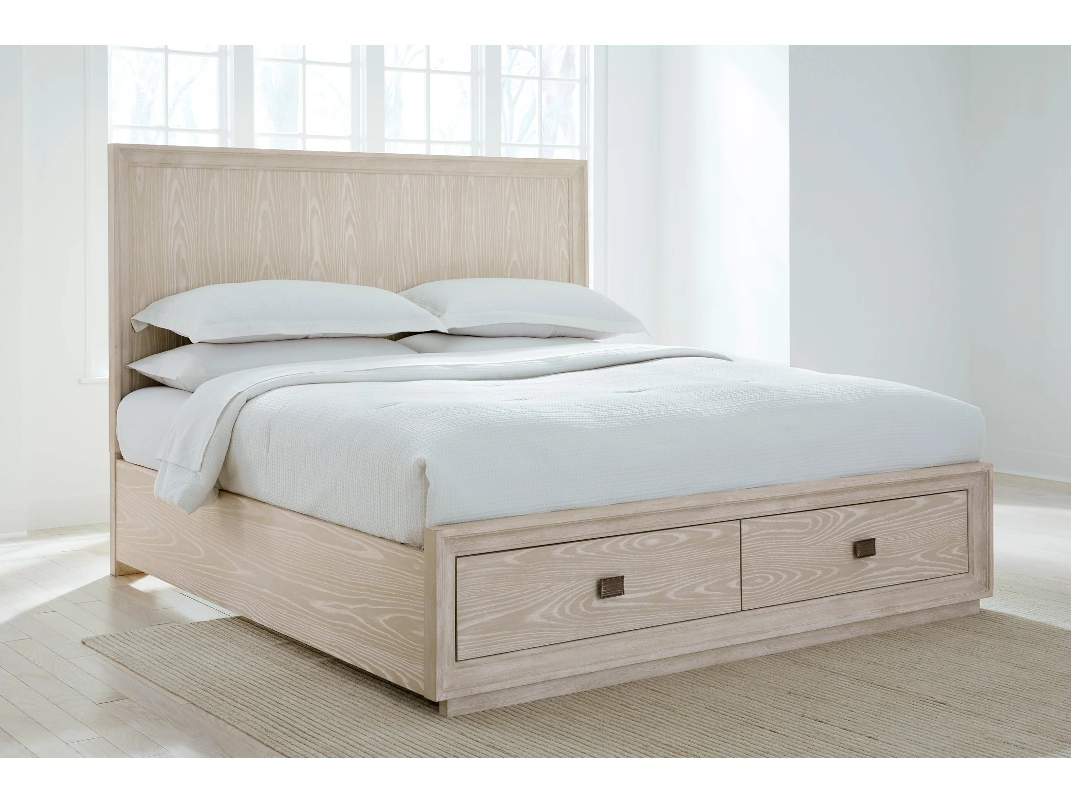 Maxime Two Drawer Footboard Full Storage Platform Bed In Ash