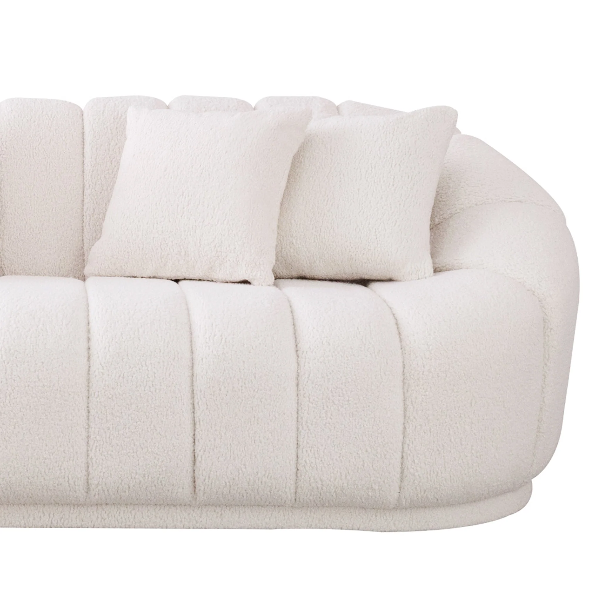 Maximilian Japandi Style White Boucle Sofa - Image 4