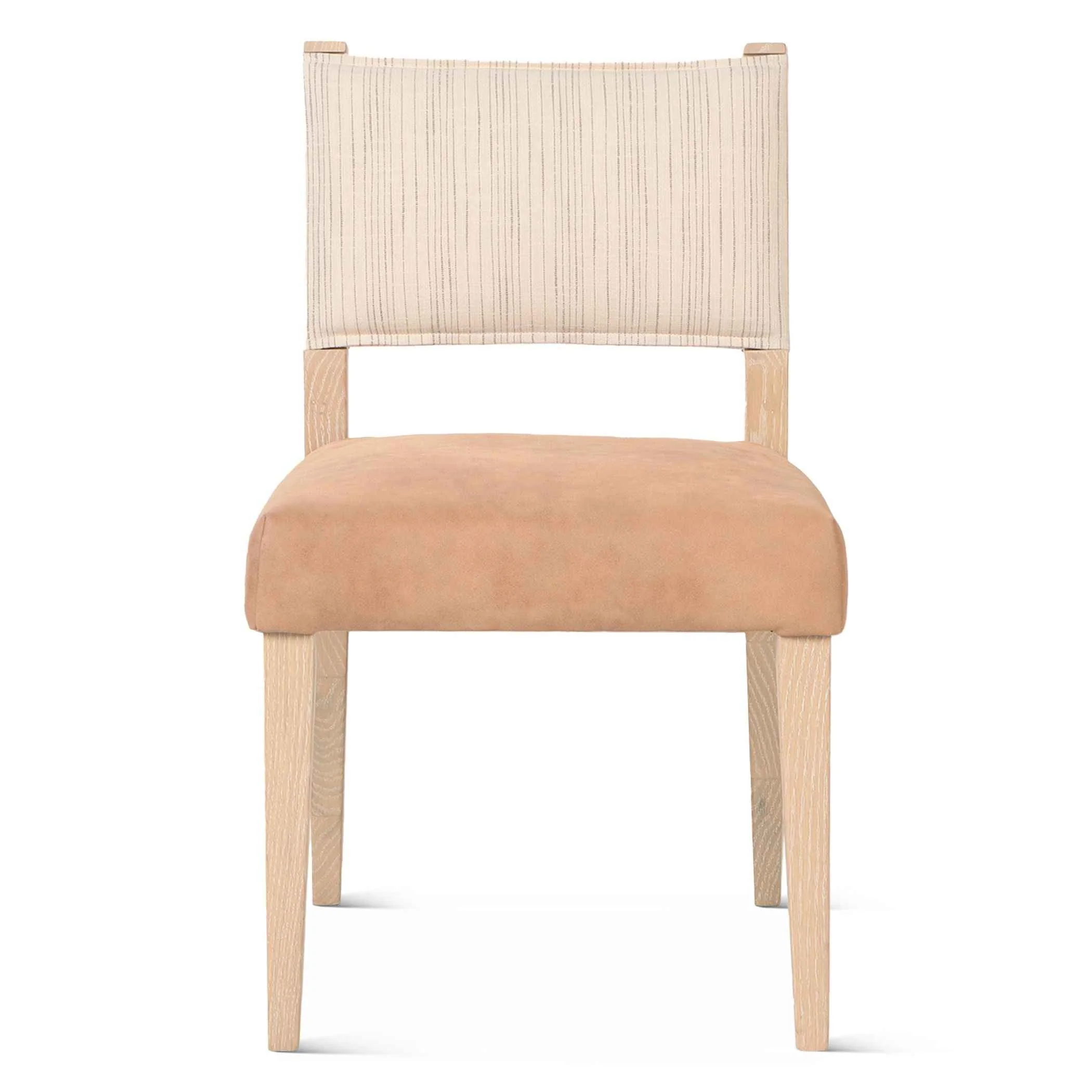 Maya 21" Dining Chair in Durango Linen and Antique Leather with Napoleon Legs, Set of 2 - Image 2