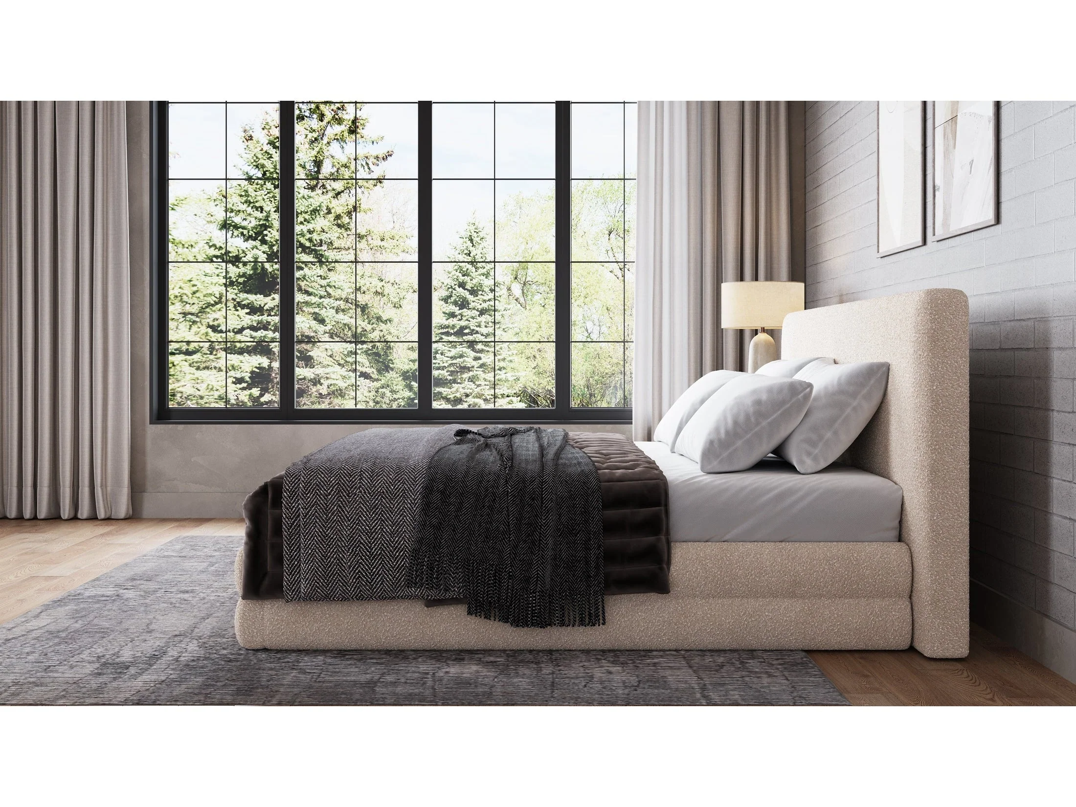 Maya Brun King Upholstered Platform Bed