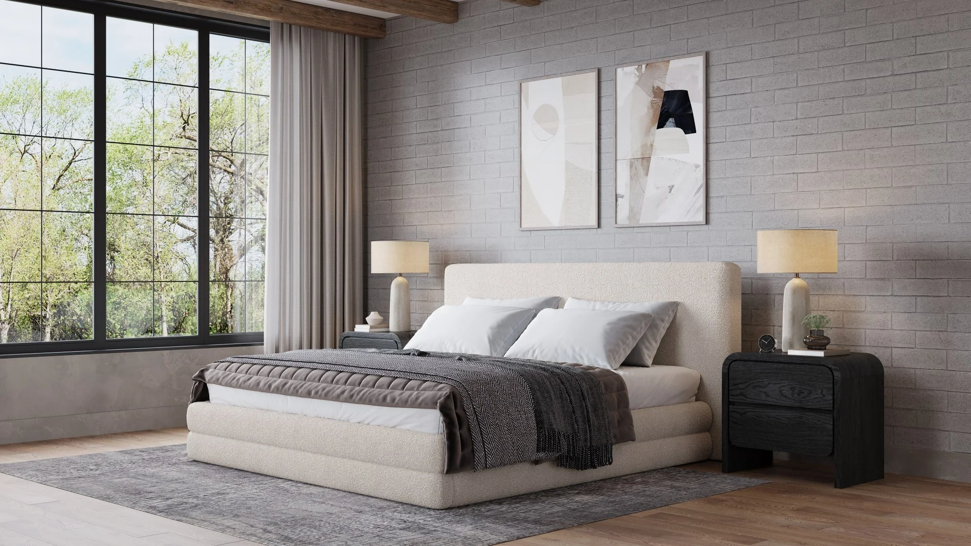 Maya Brun Queen Upholstered Platform Bed - Image 4