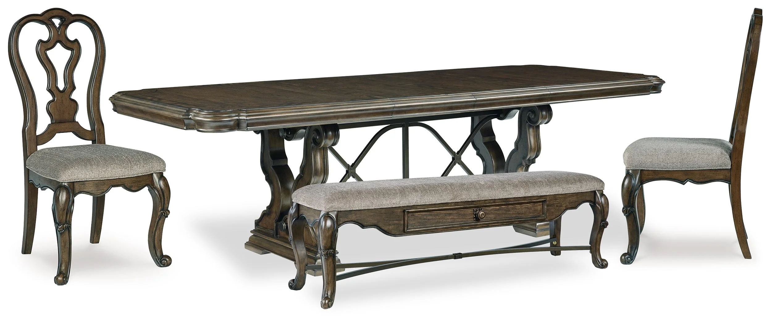 Maylee Dark Brown Dining Table and 4 Chairs and Bench - Image 2
