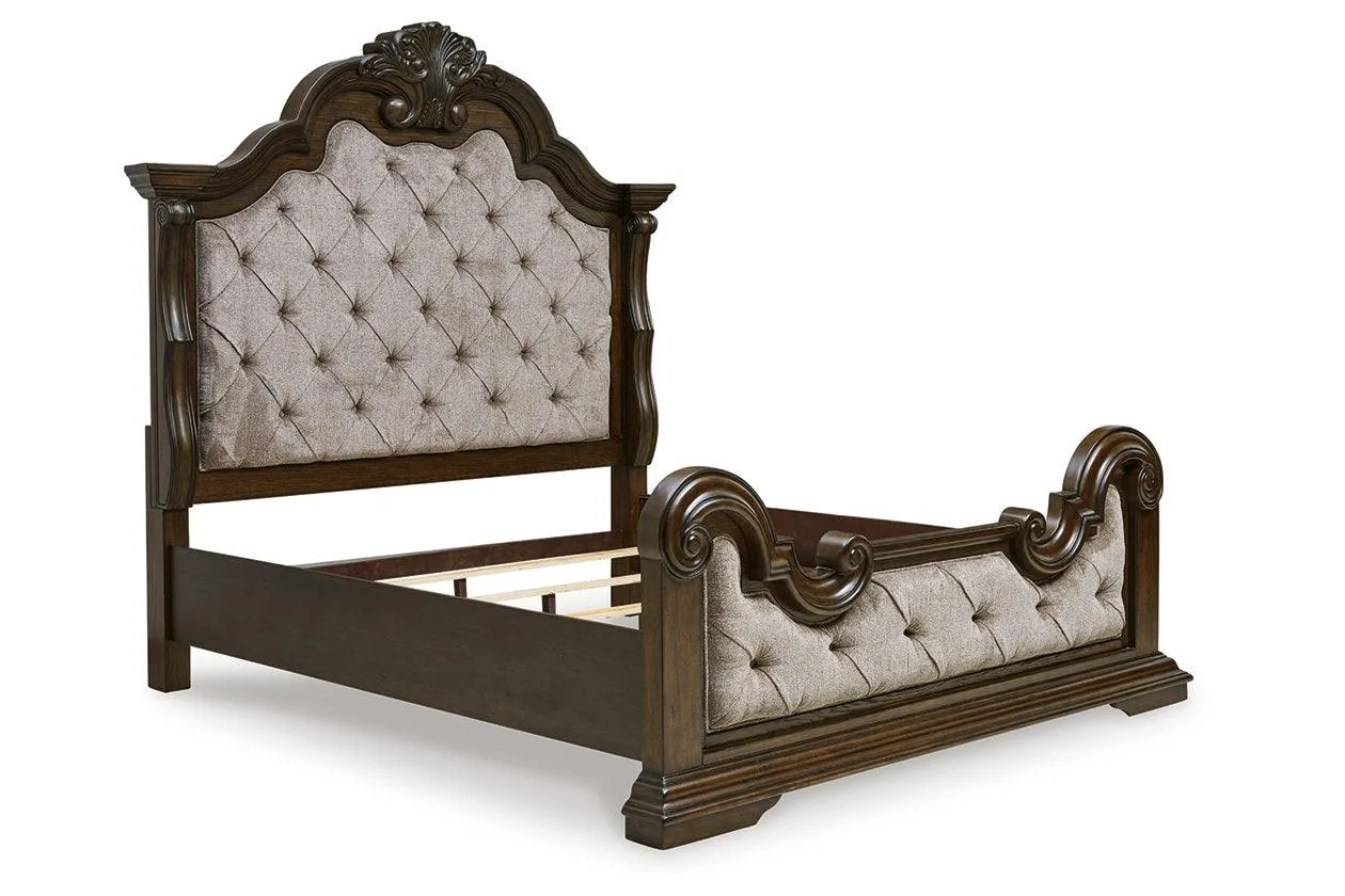 Maylee Dark Brown King Upholstered Bed - Image 3