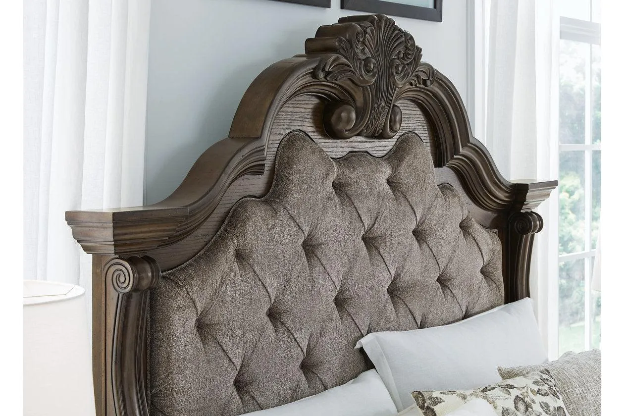 Maylee Dark Brown King Upholstered Bed - Image 6