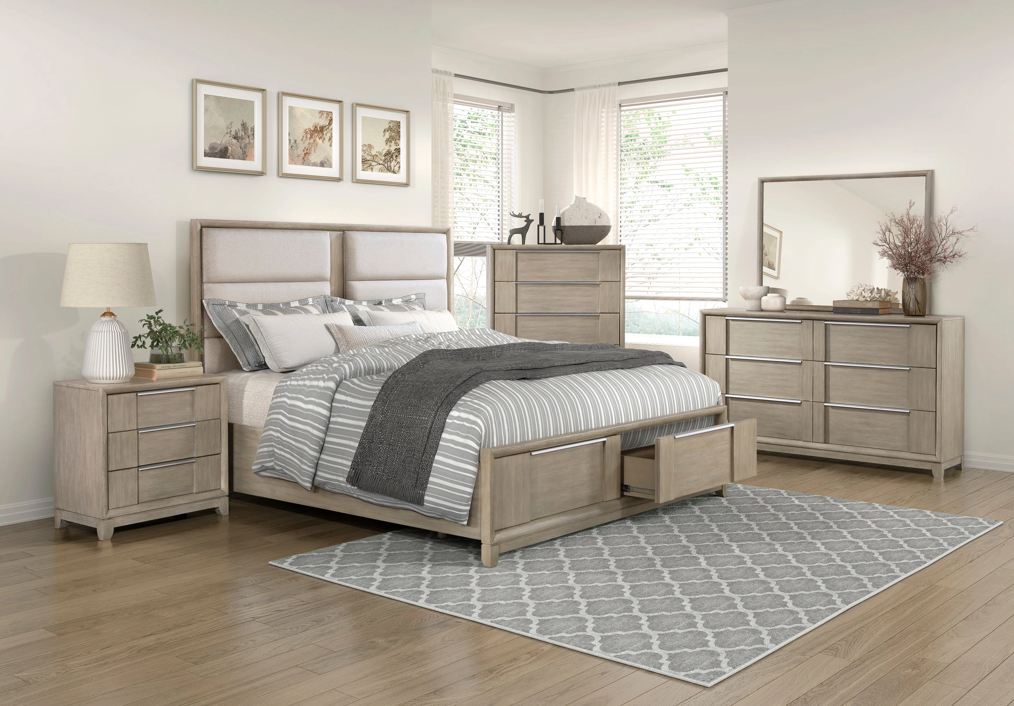 McKewen Light Gray King Storage Platform Bed - Image 6