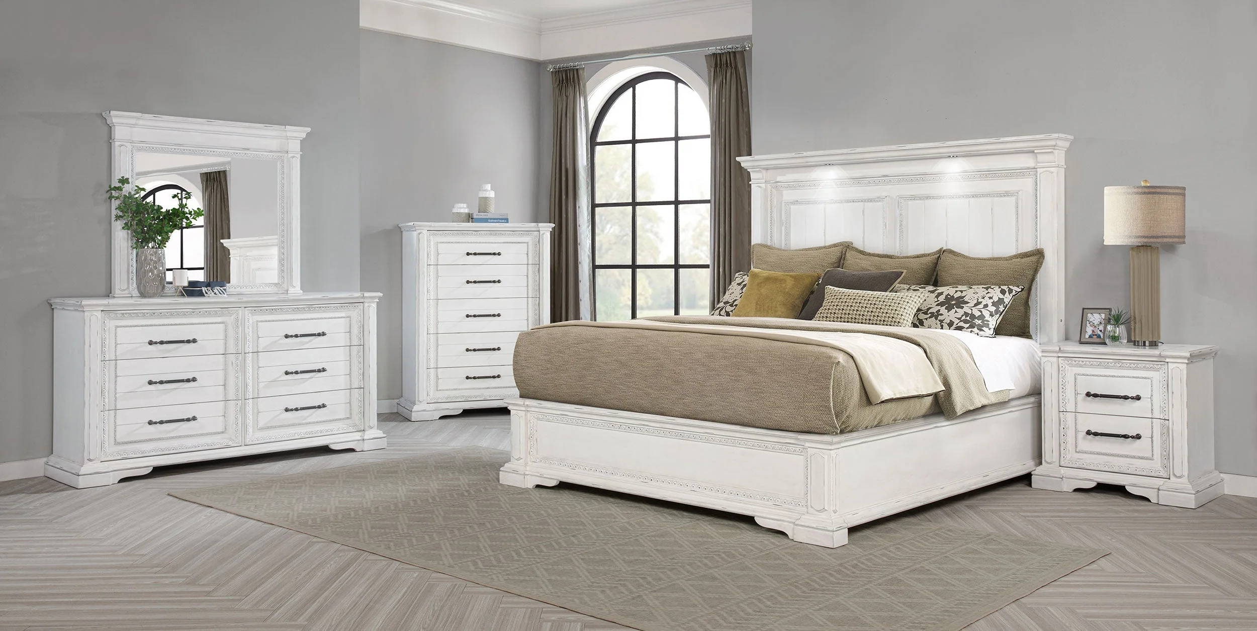 McKinney Vintage White 2-drawer Nightstand with Dual USB - Image 14