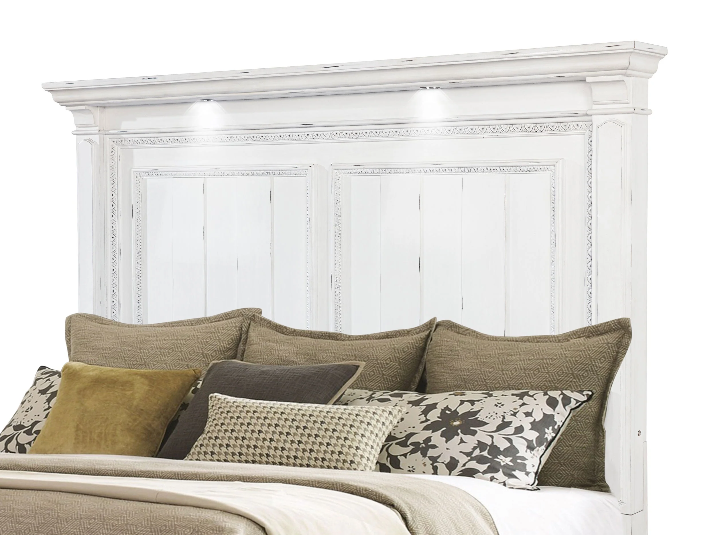 McKinney Vintage White California King LED Light Panel Bed - Image 9