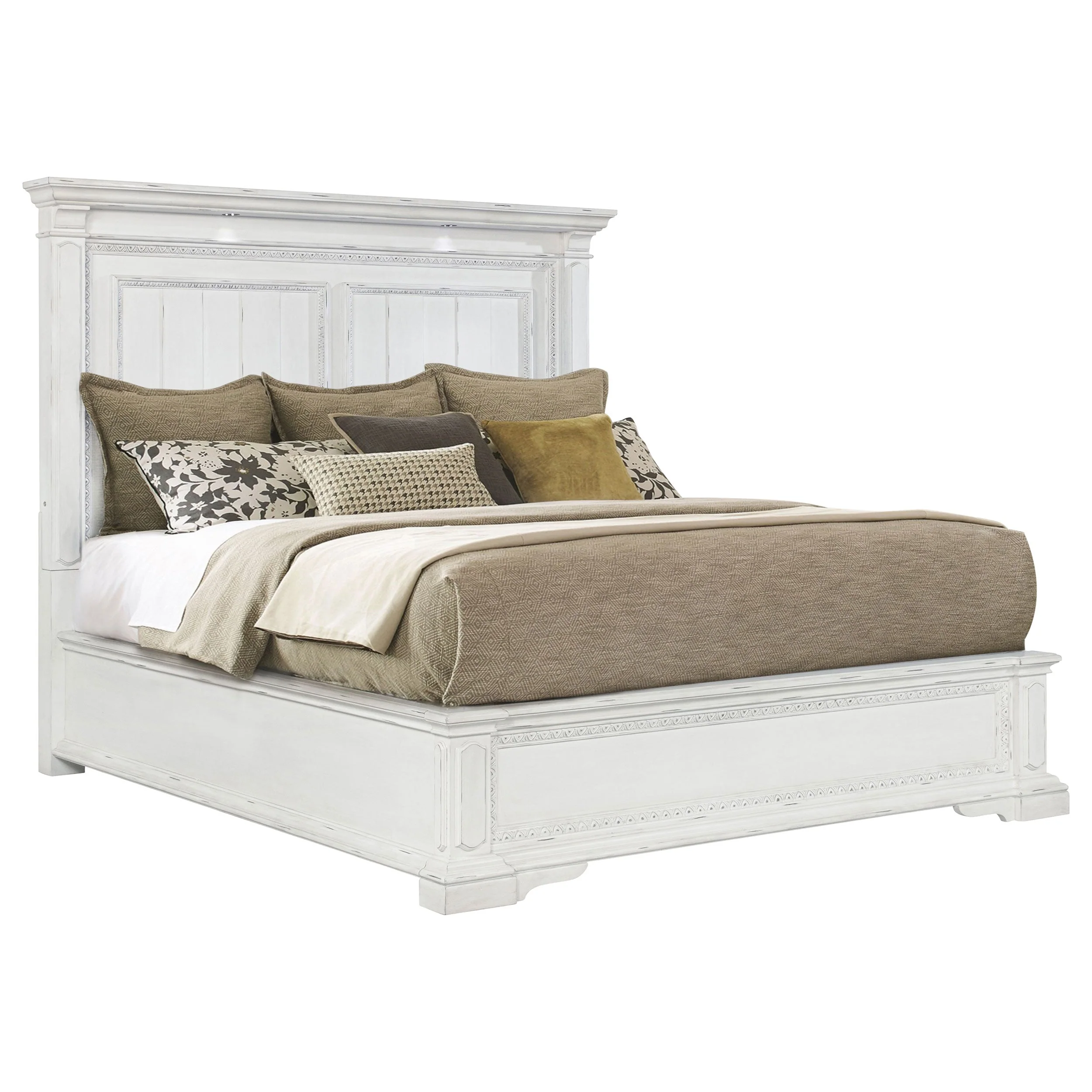 McKinney Vintage White Queen LED Light Panel Bed - Image 2
