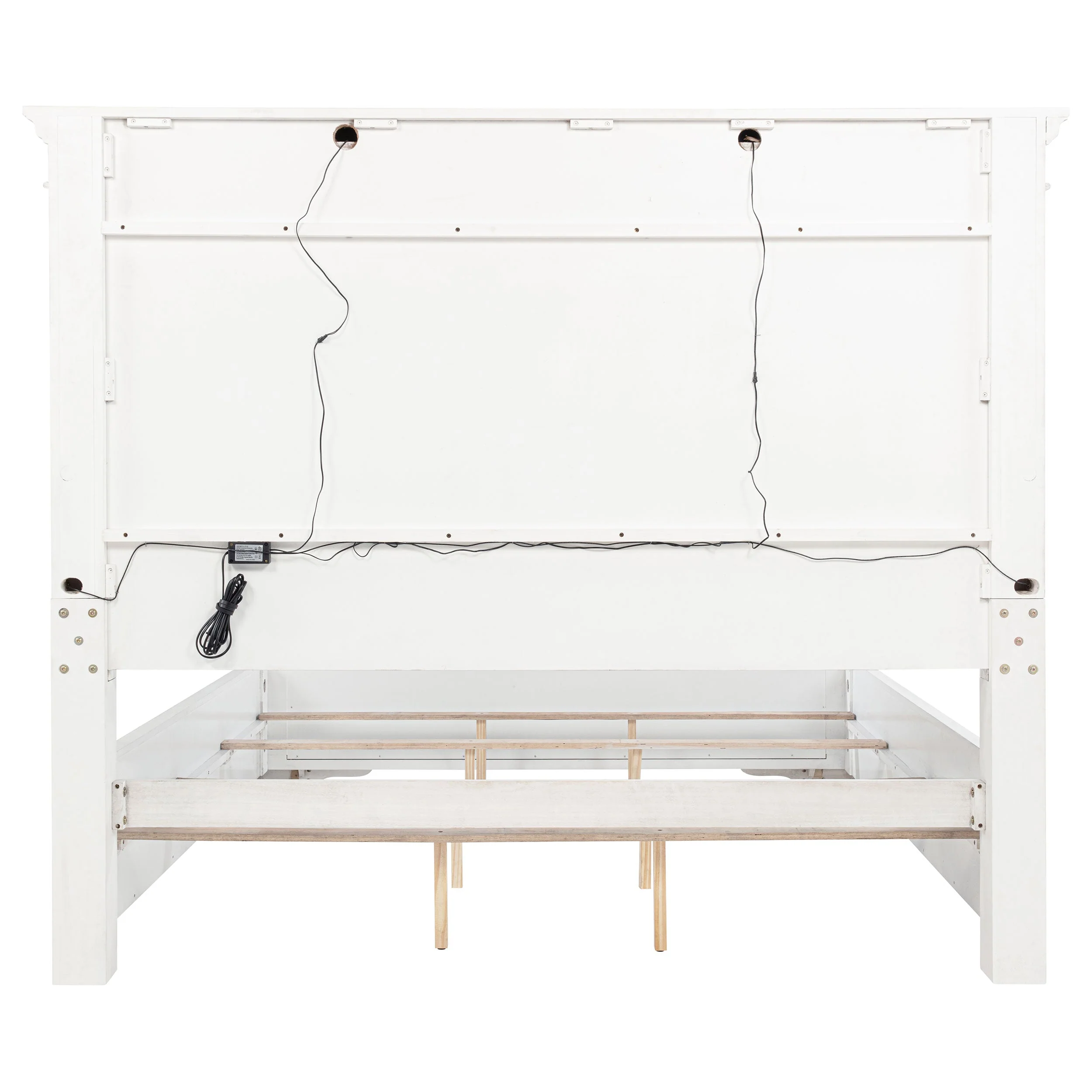 McKinney Vintage White Queen LED Light Panel Bed - Image 6