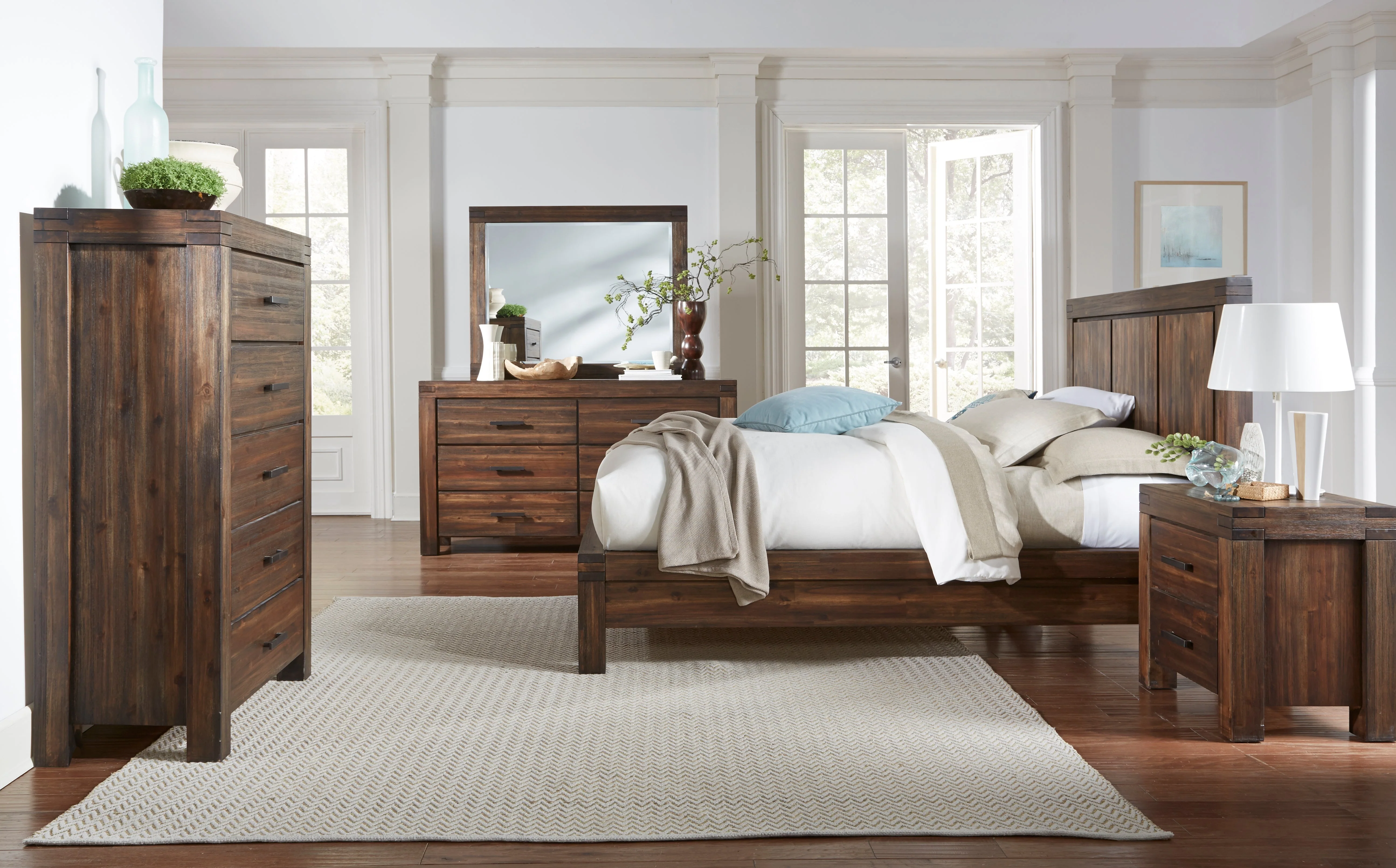 Meadow Five Drawer Solid Wood Chest in Brick Brown - Image 3