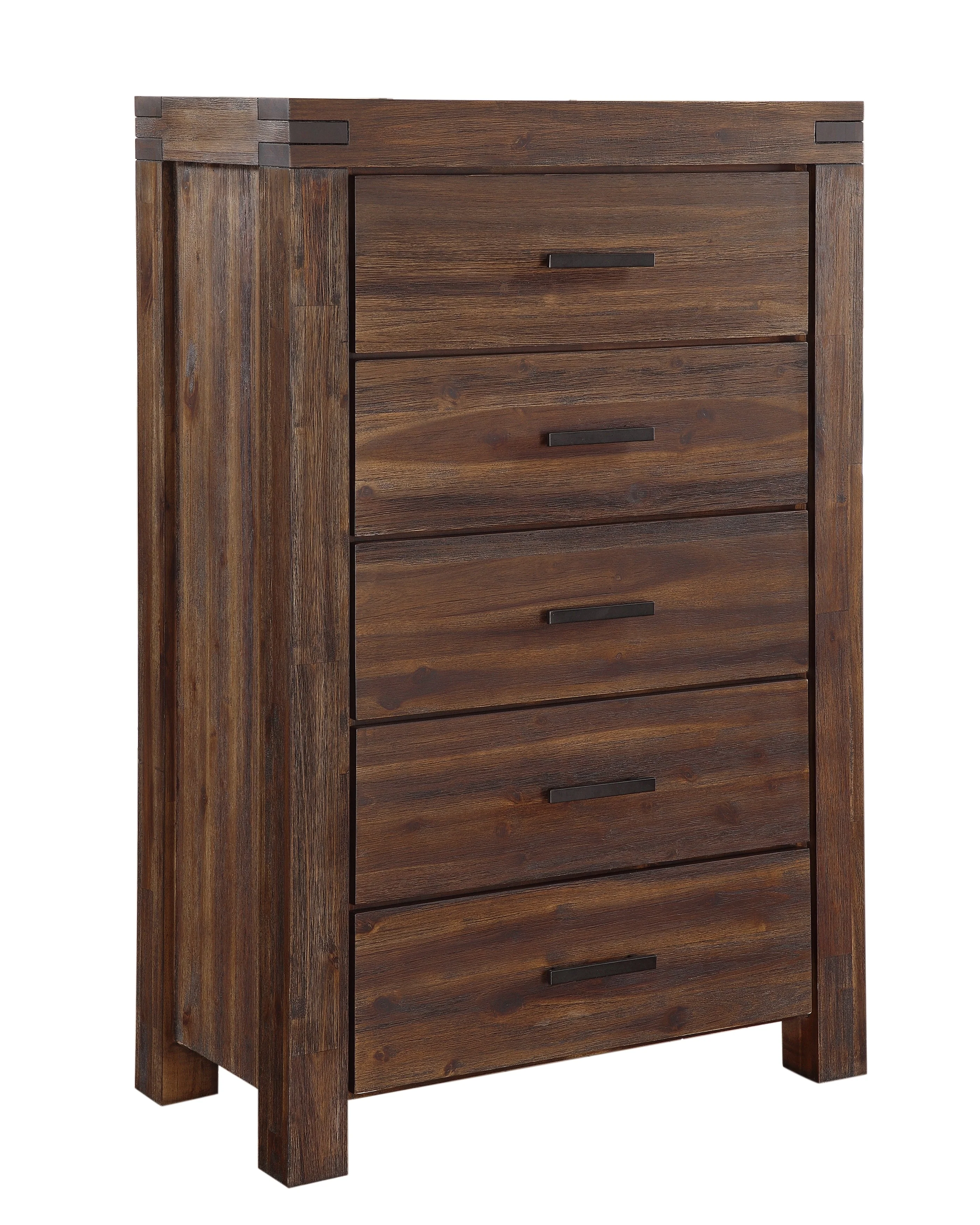 Meadow Five Drawer Solid Wood Chest in Brick Brown - Image 4