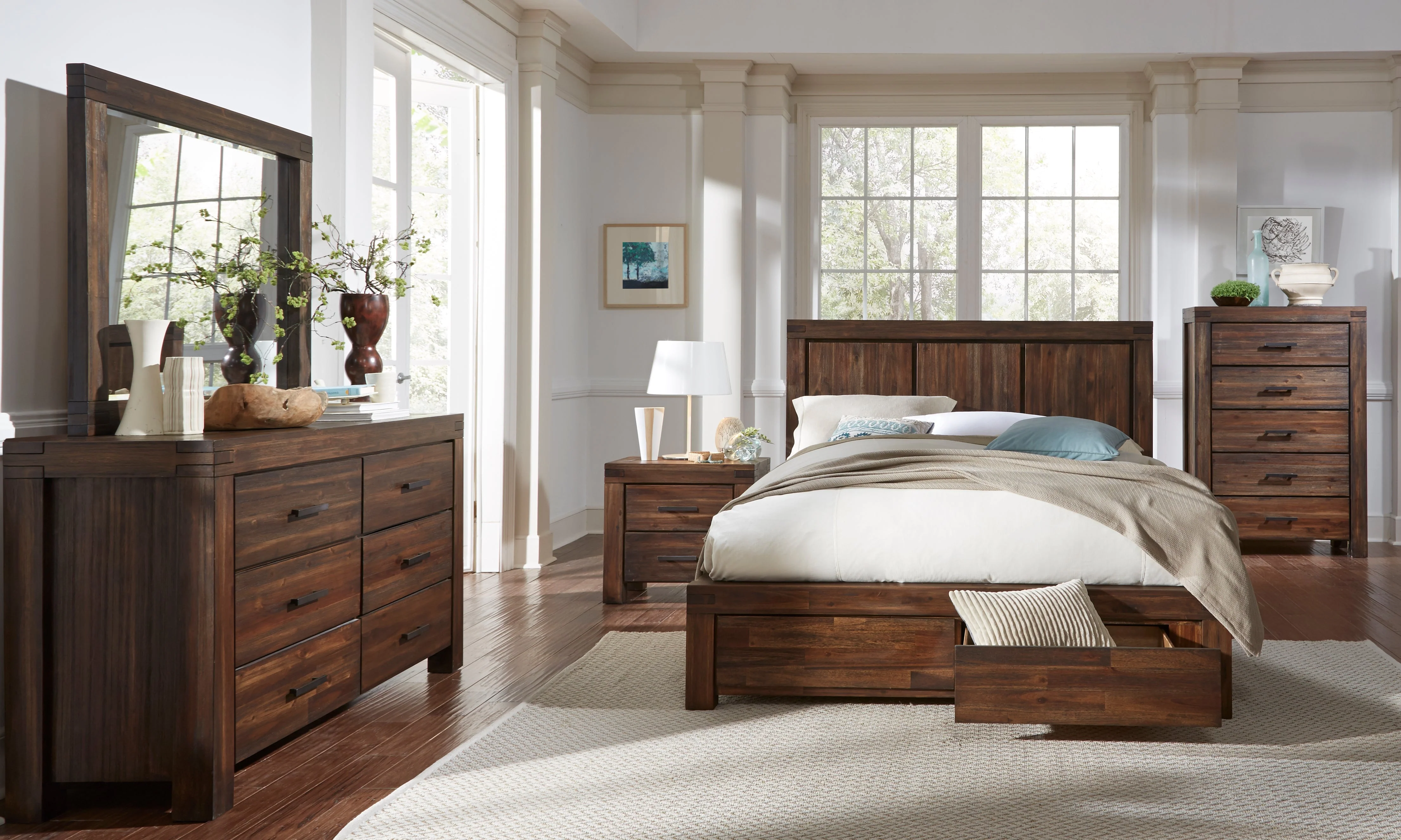 Meadow Six Drawer Solid Wood Dresser in Brick Brown - Image 3