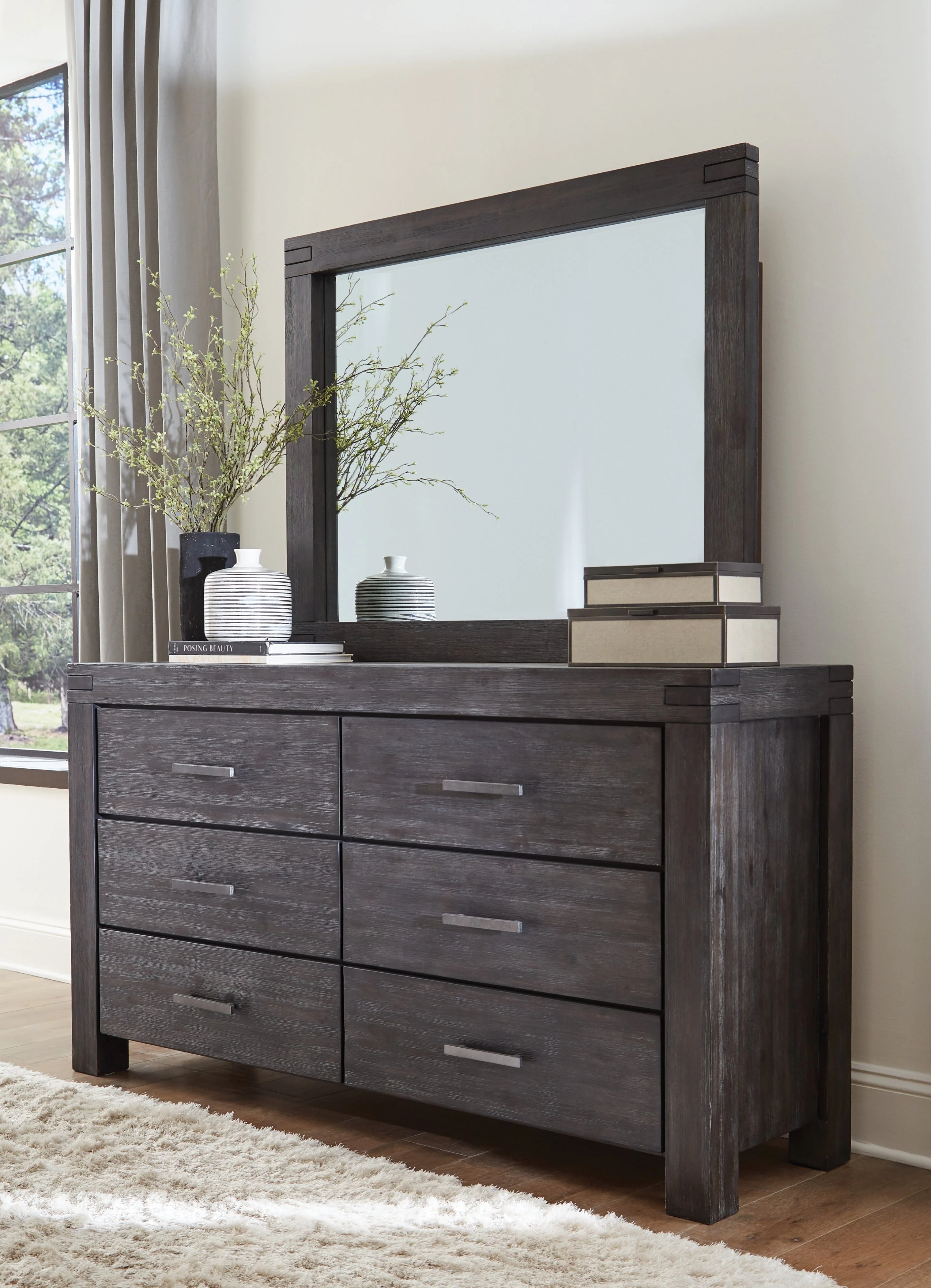 Meadow Six Drawer Solid Wood Dresser in Graphite - Image 2